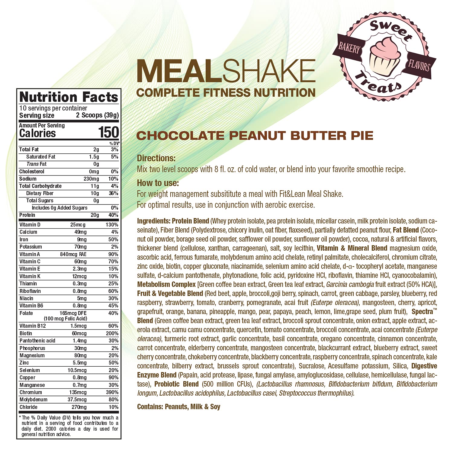 Fit & Lean Meal Shake Meal Replacement with Protein, Fiber, Probiotics and Organic Fruits