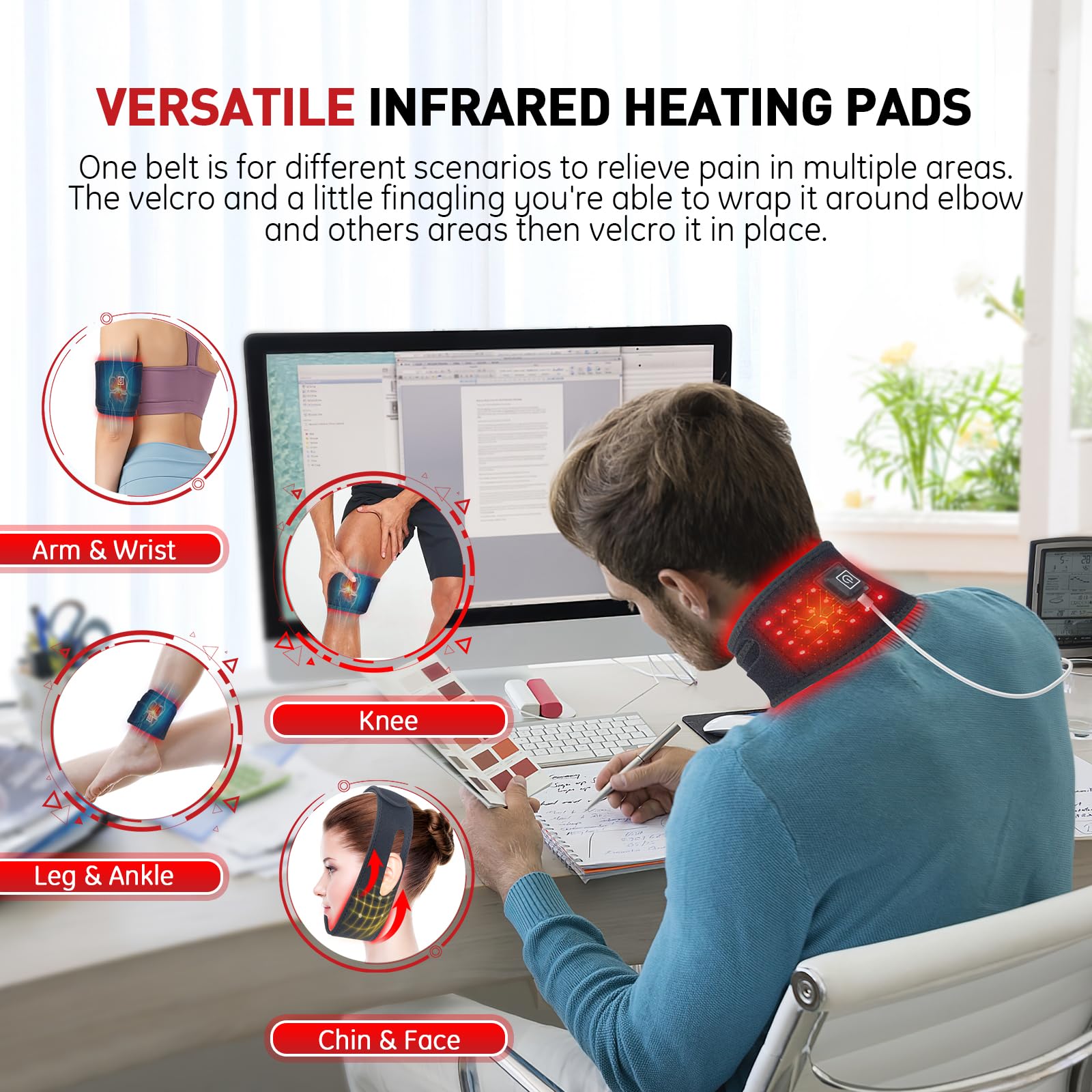 Rikimxin Red Light Therapy for Neck, 660nm Red Light and 850nm Near Infrared Light Therapy Pad