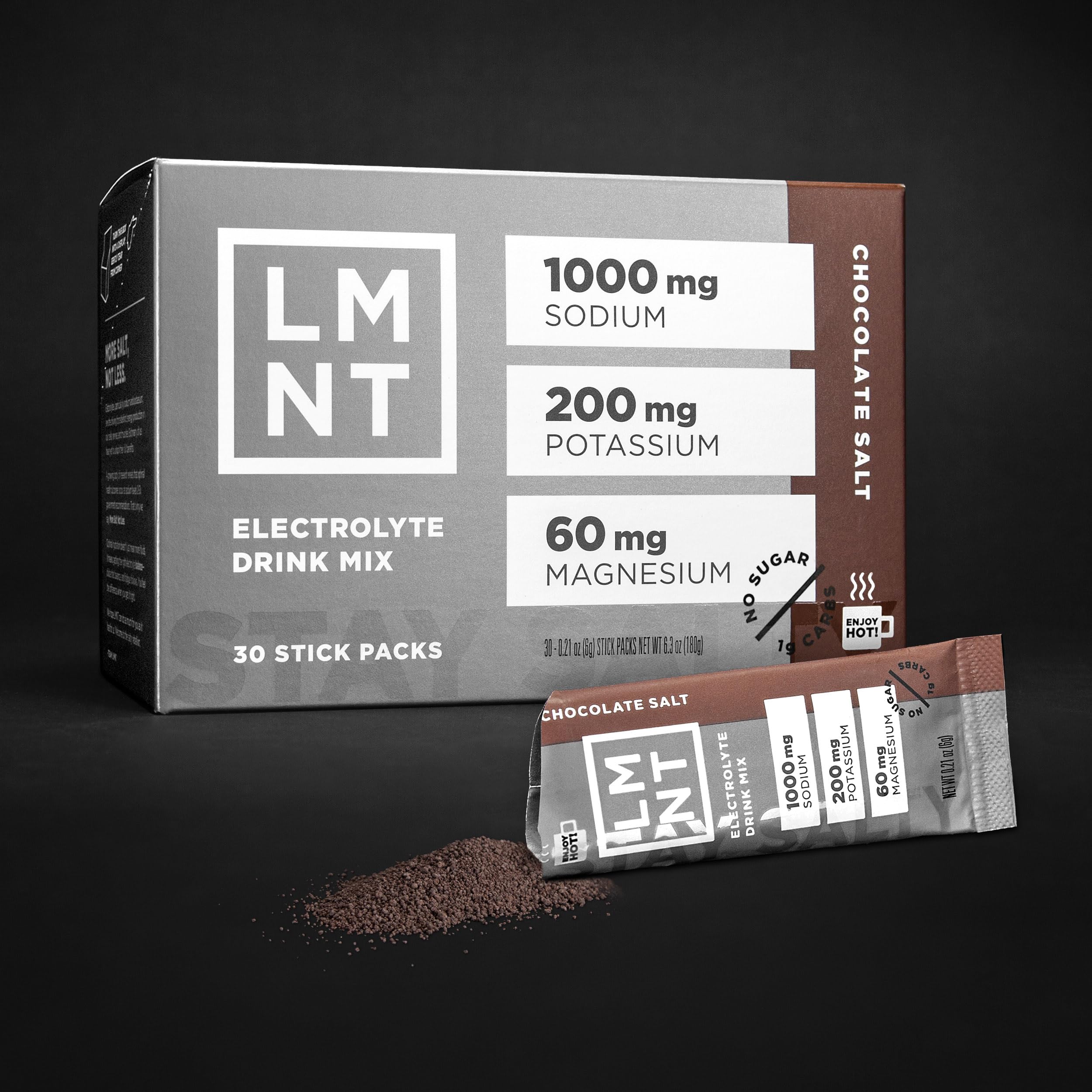 LMNT Zero-Sugar Electrolytes - Hot Chocolate Salt - Hydration Powder Packets