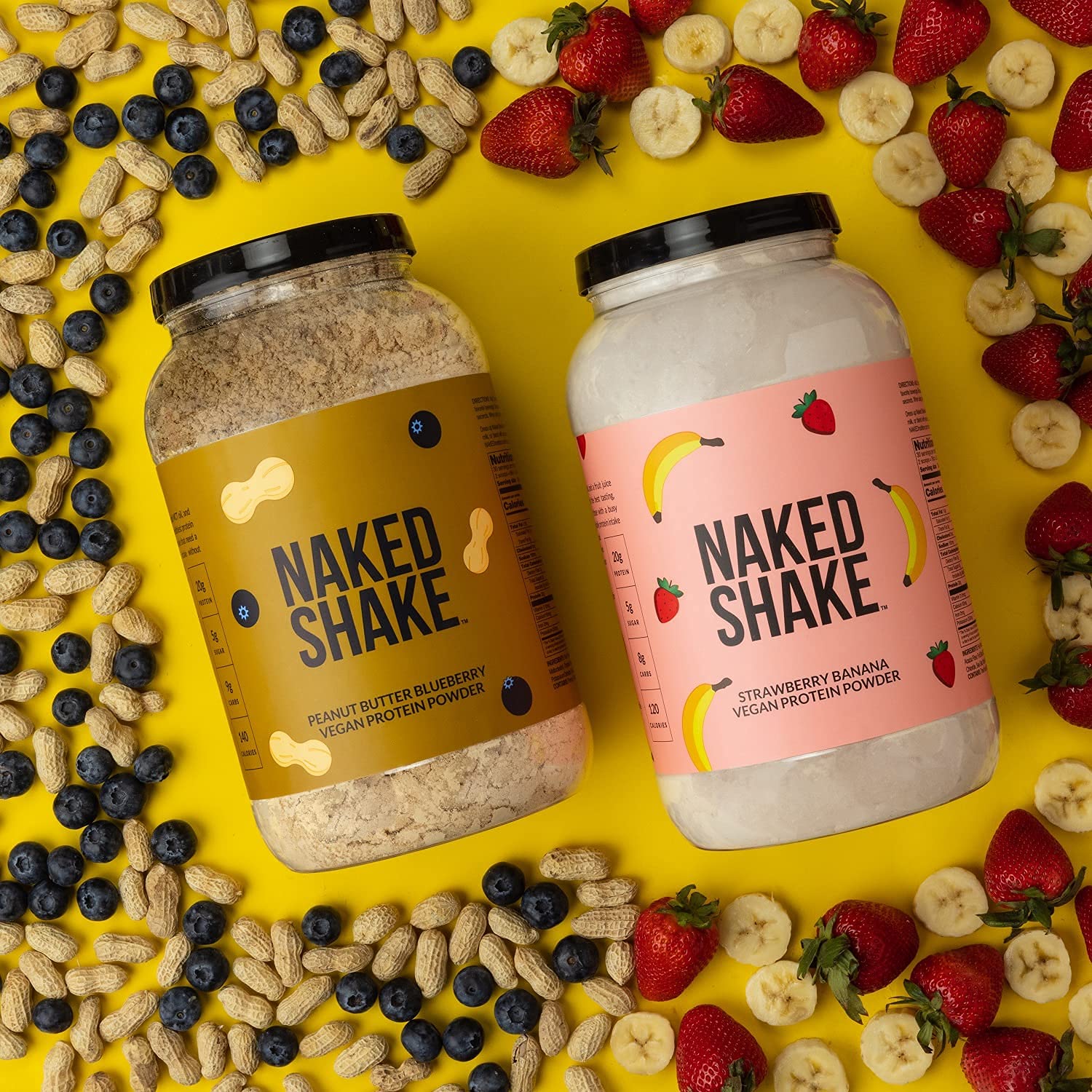NAKED nutrition Naked Shake - Vegan Protein Powder, Strawberry Banana - Flavored Plant