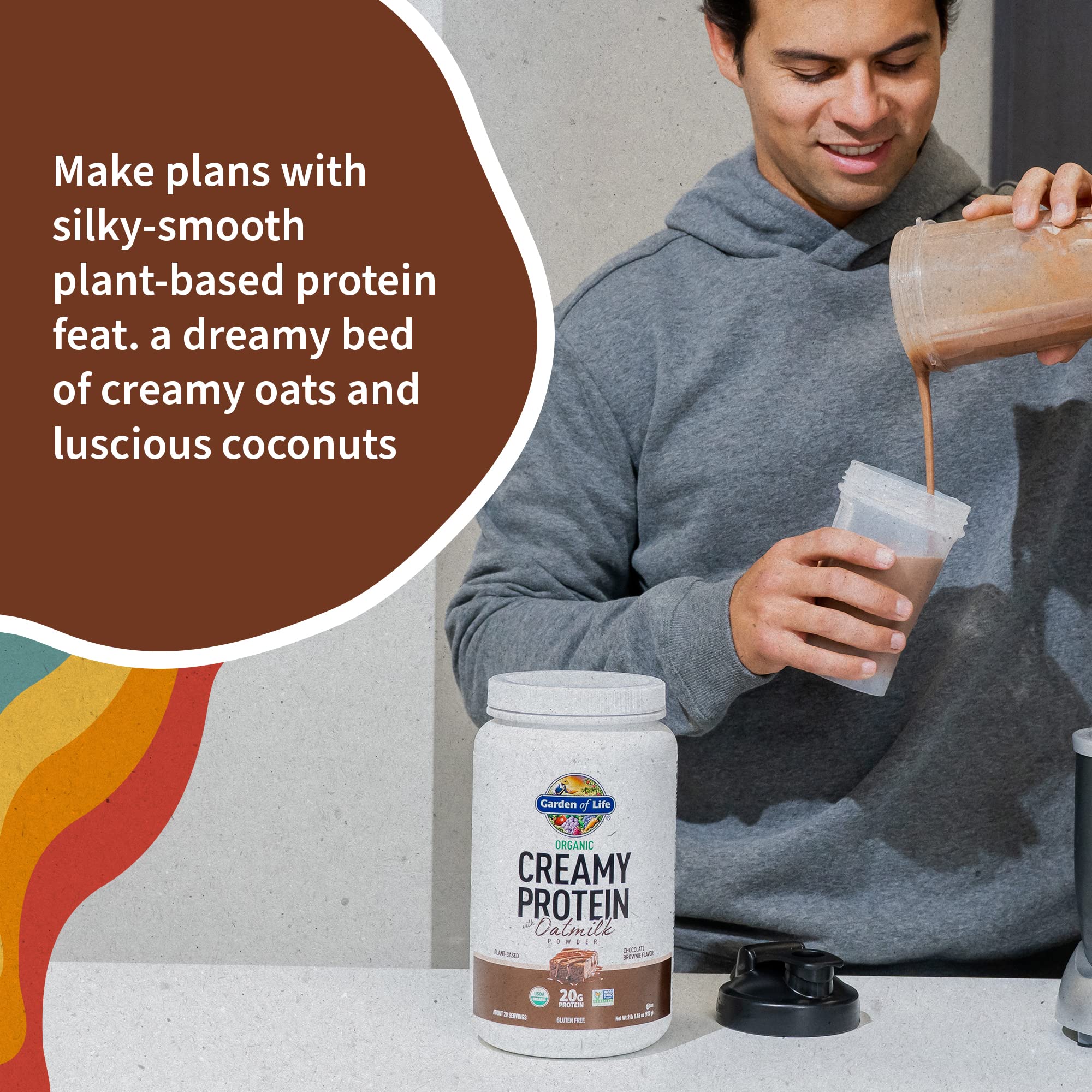 Garden of Life Creamy Organic Vegan Protein Powder + OatMilk, 20g Complete Plant