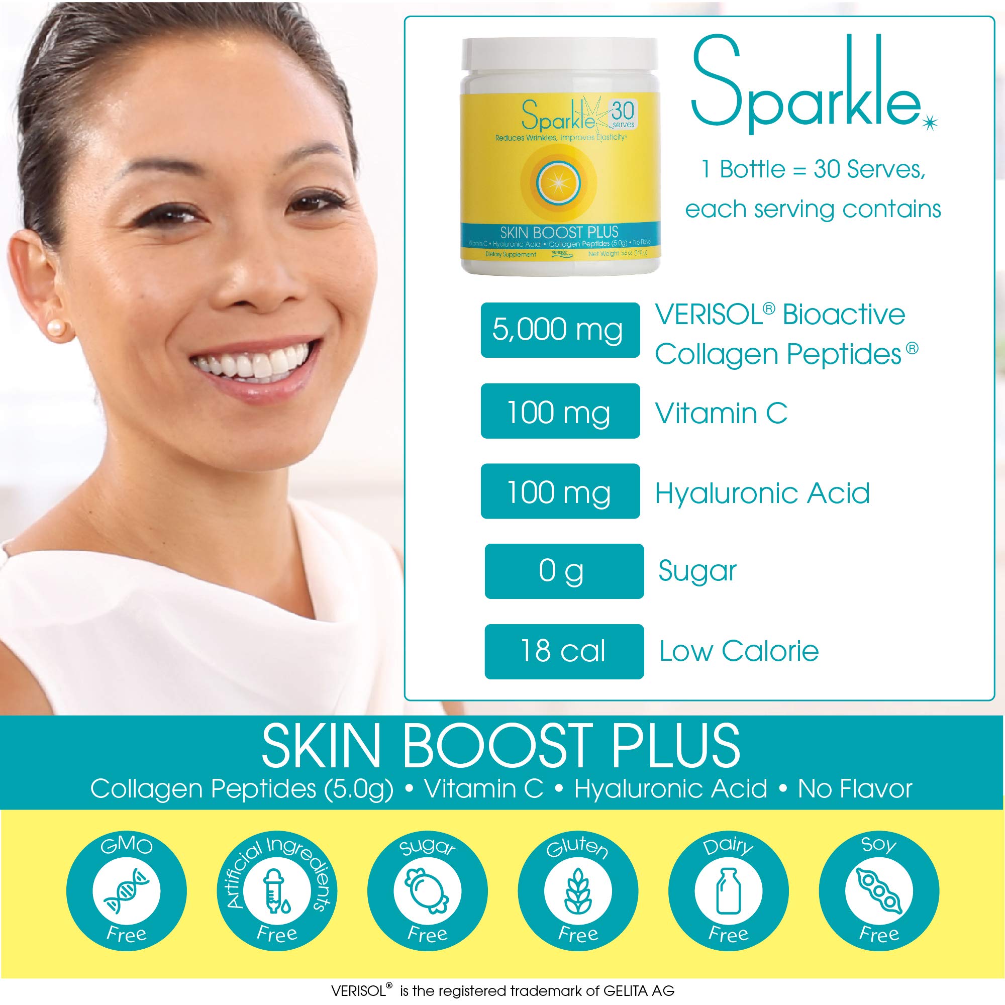 Hydrolyzed Collagen Powder - Sparkle Skin Boost Plus (No Flavor) [30-Serves] Verisol Pept