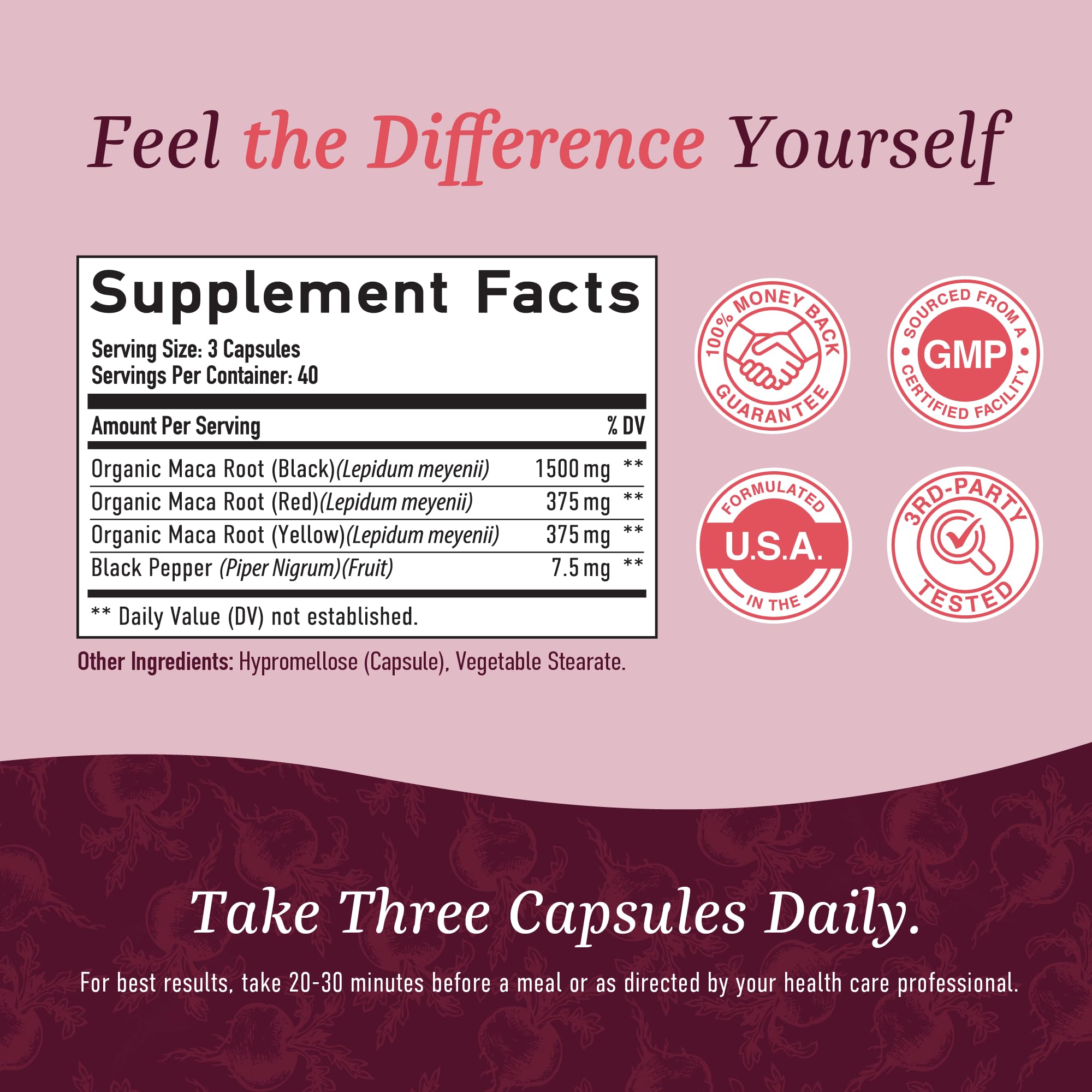 Organic Maca Root Capsules for Women | Peruvian Maca 2250MG Extra Strength