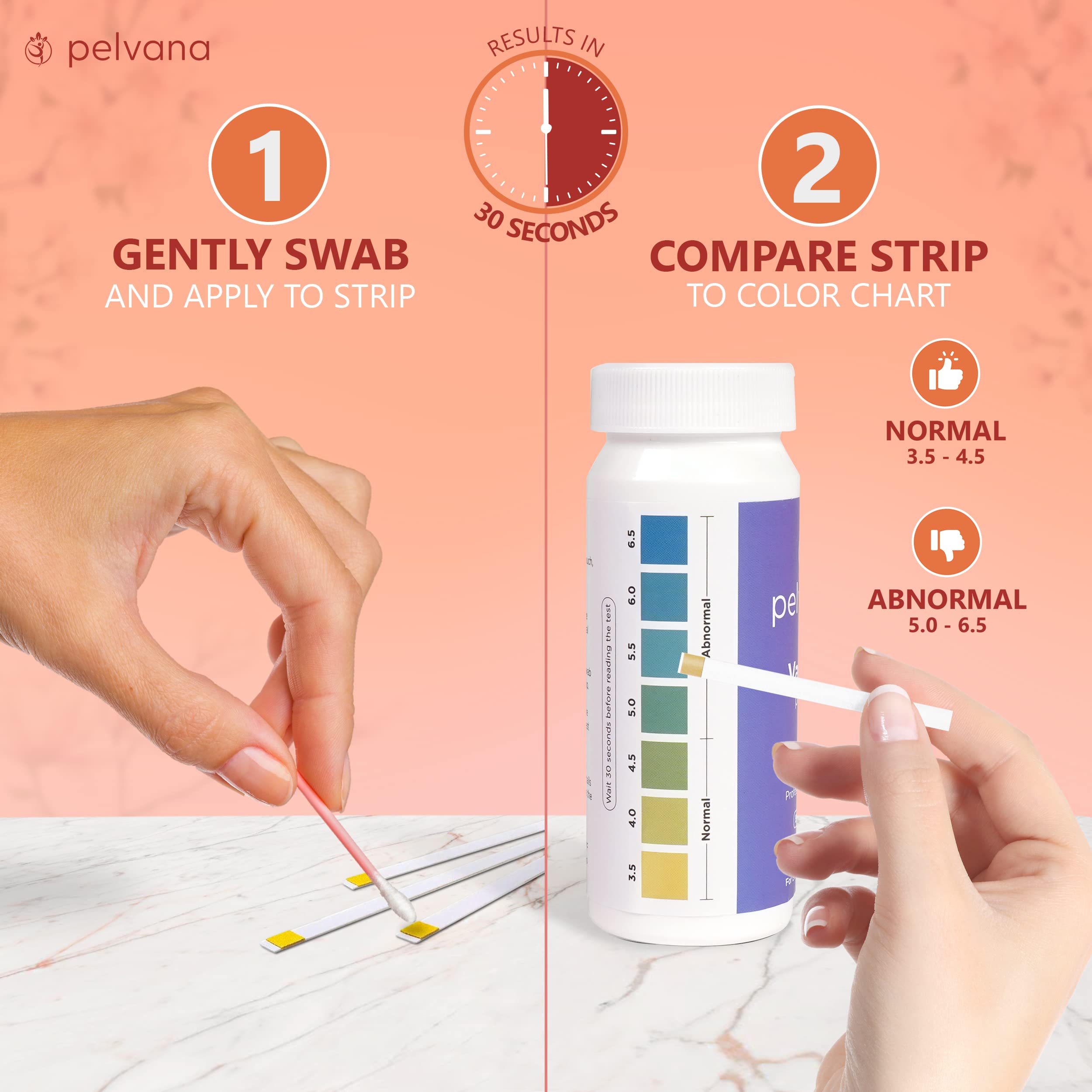 Pelvana Vaginal pH Balance Test Strips for Women 50 Strips - Vaginal pH Test Strips