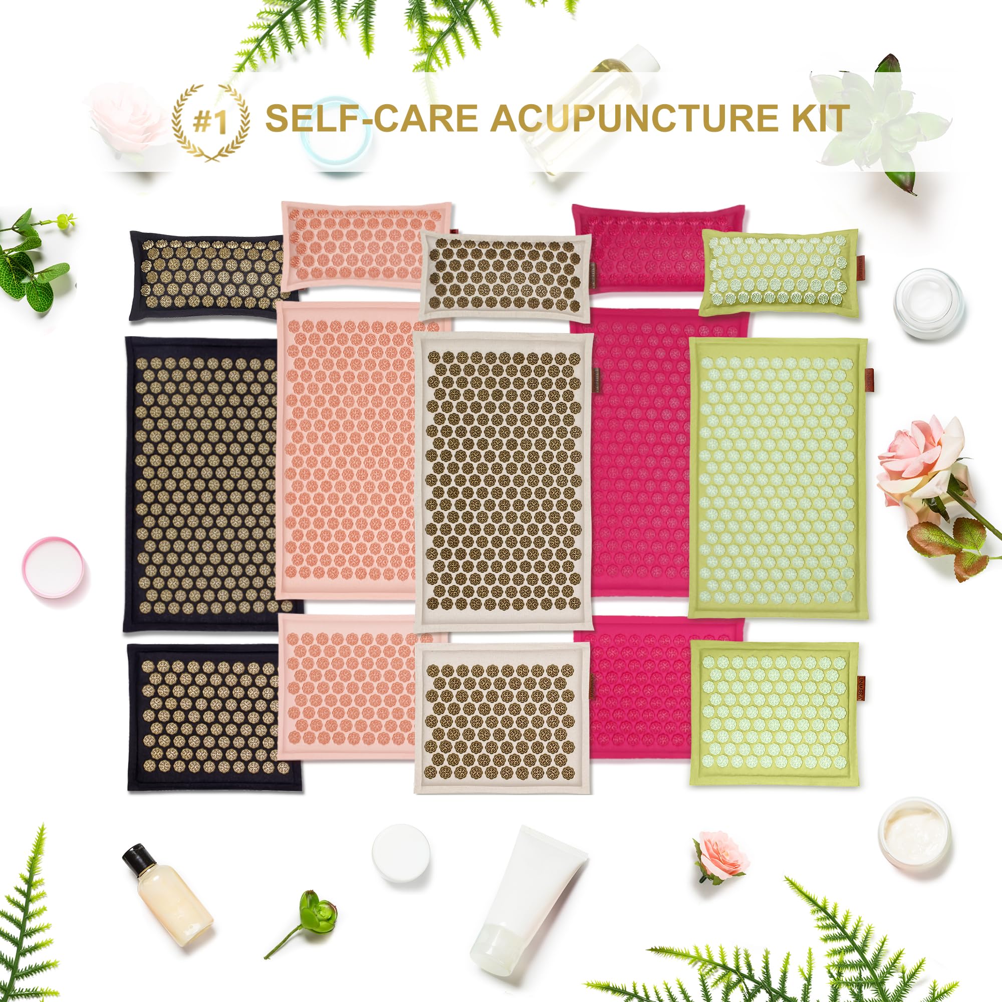 UNMERA Acupressure Mat and Pillow Set,Natural Premium Linen & Coconut Fiber Filling