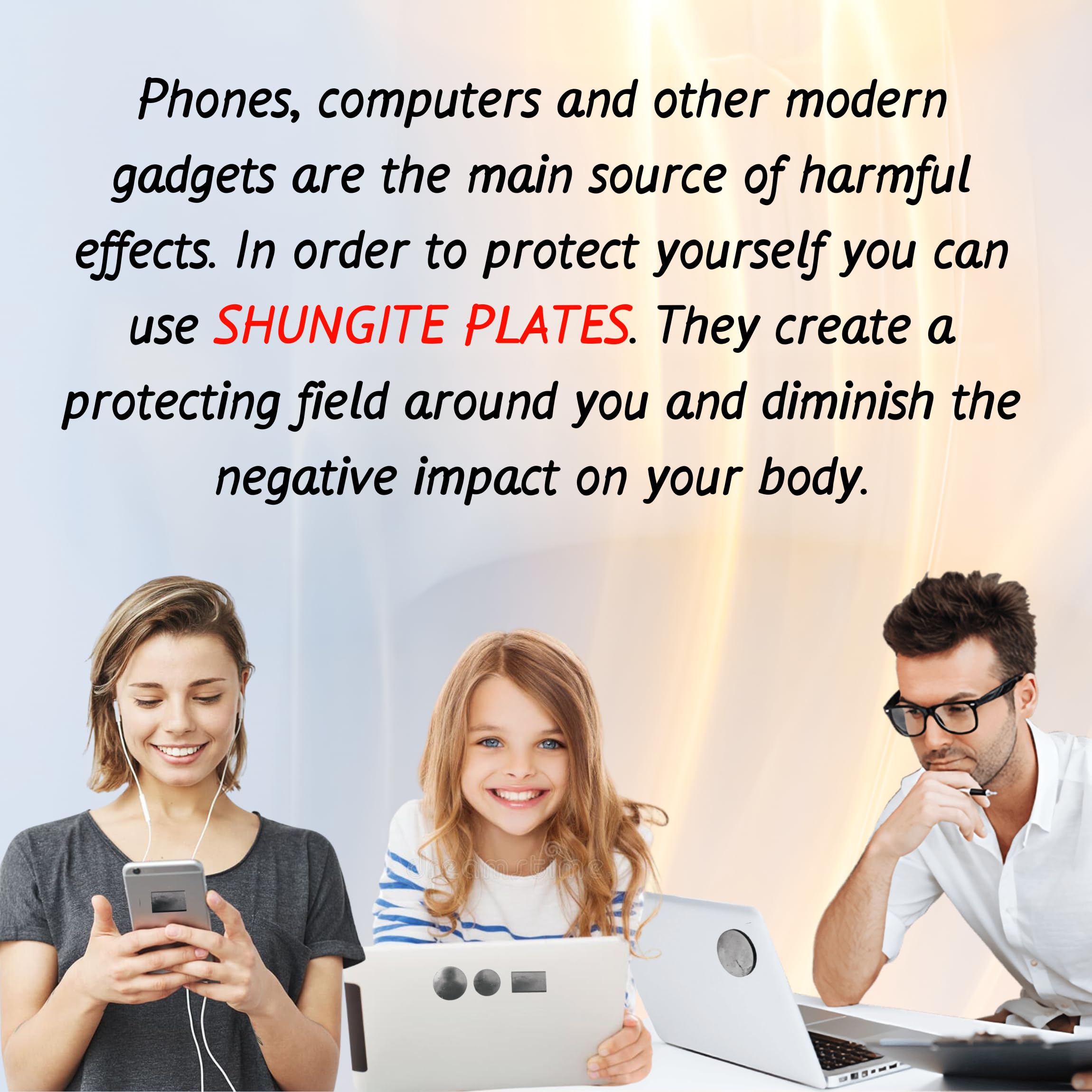 KARELIANMASTERS Shungite Stones Pyramid and Sticker for Phone Set - Crystal Healing Protection