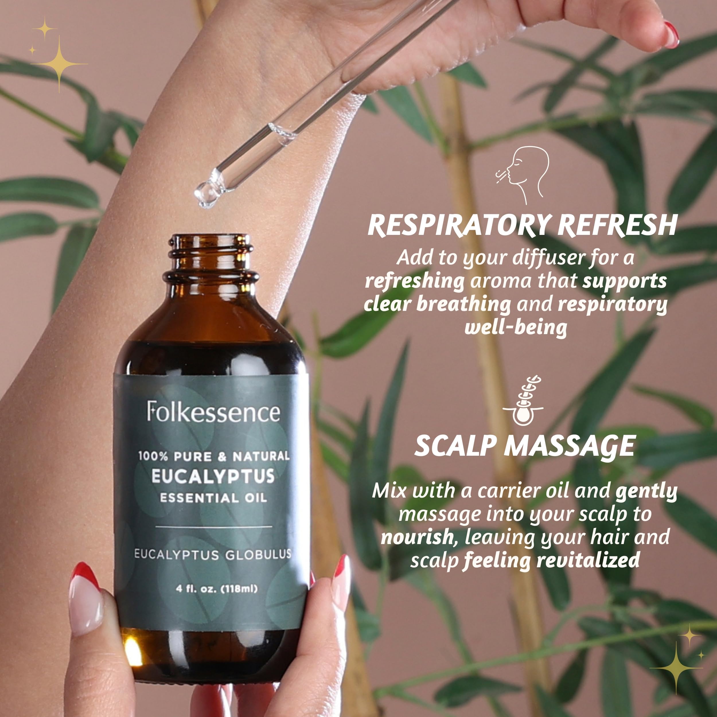 Folkulture Eucalyptus Essential Oil for Diffuser - 4 Fl Oz - 100% Pure, Natural and Undilluted Essential Oil