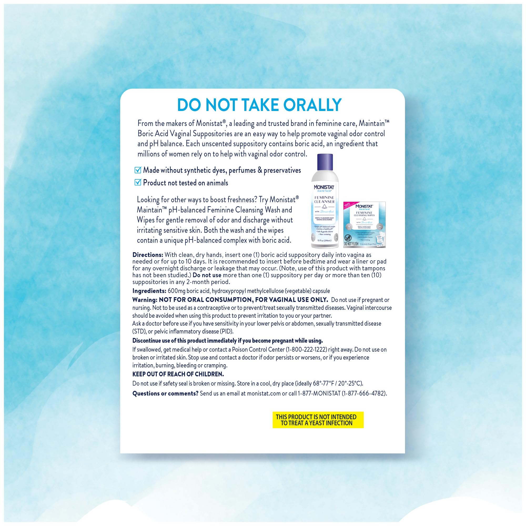 from The Makers of Monistat, Maintain Boric Acid Suppositories for Women, 600 Mg of Boric Acid, 30 Ct, 1 Pack
