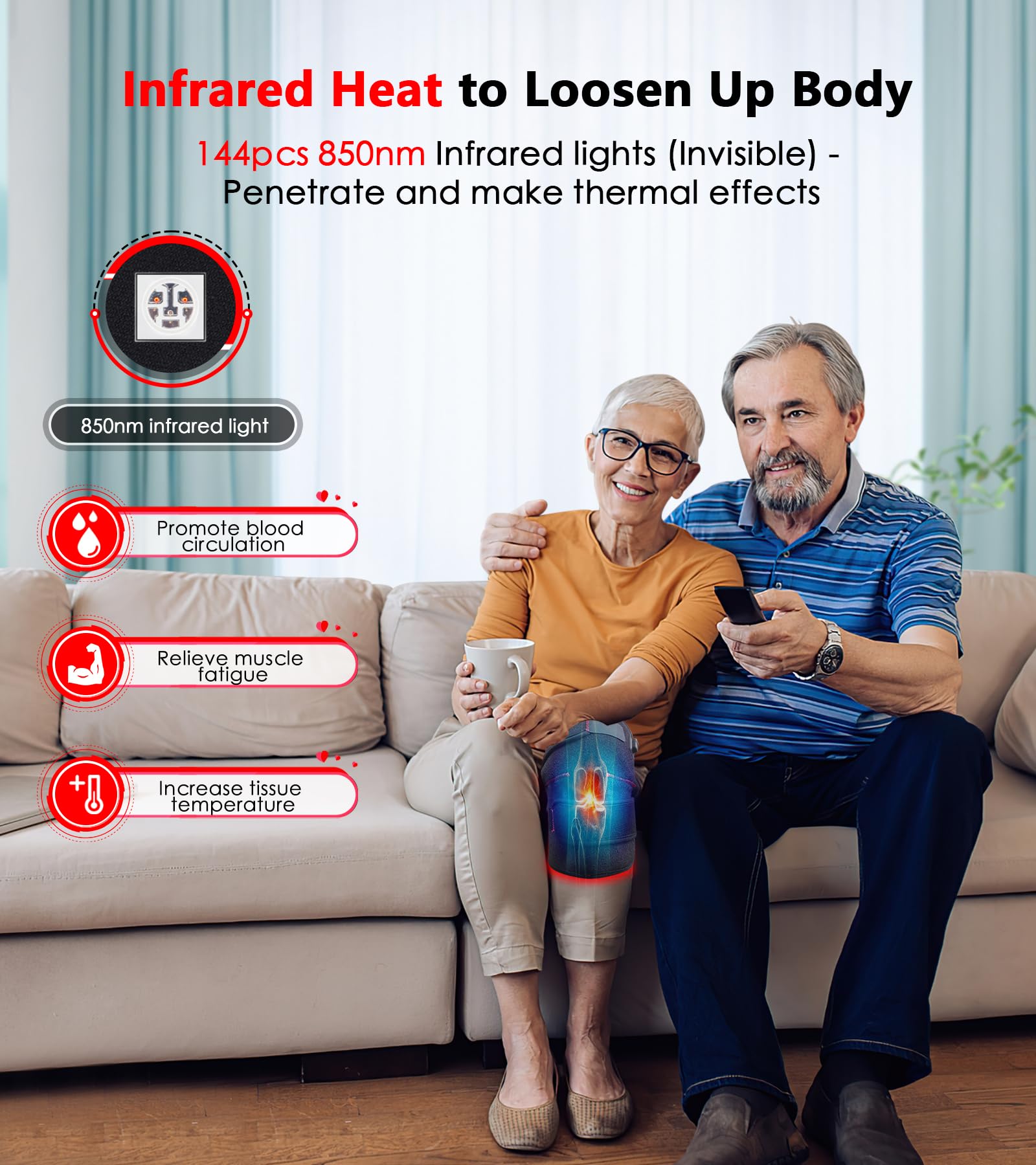 Red Light Therapy for Knee, Infrared Red Light Therapy Device Wrap Belt with 660nm Red Light