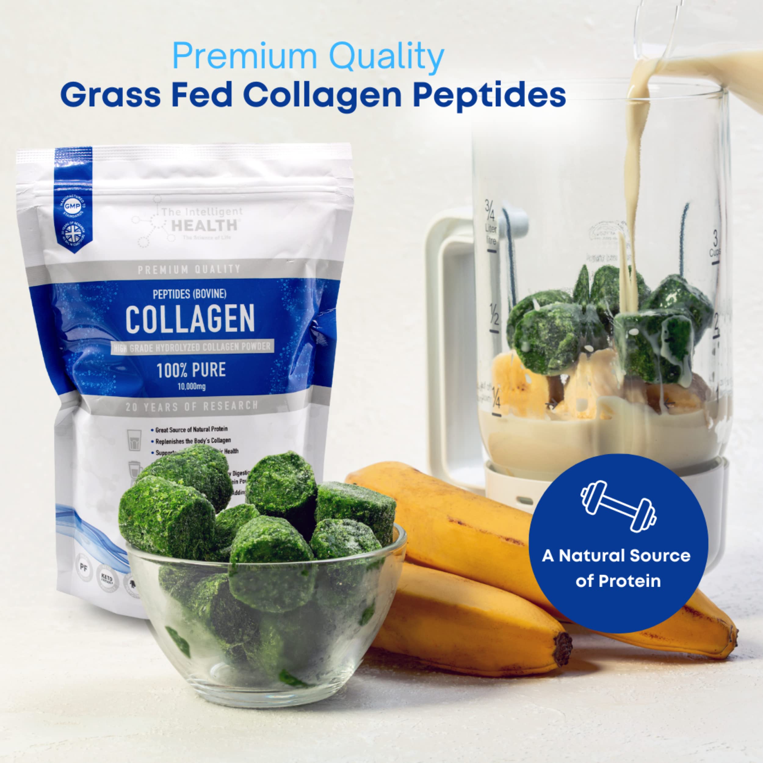 Hydrolysed Collagen Powder (Bovine) - High Protein Grass Fed Unflavoured Peptides