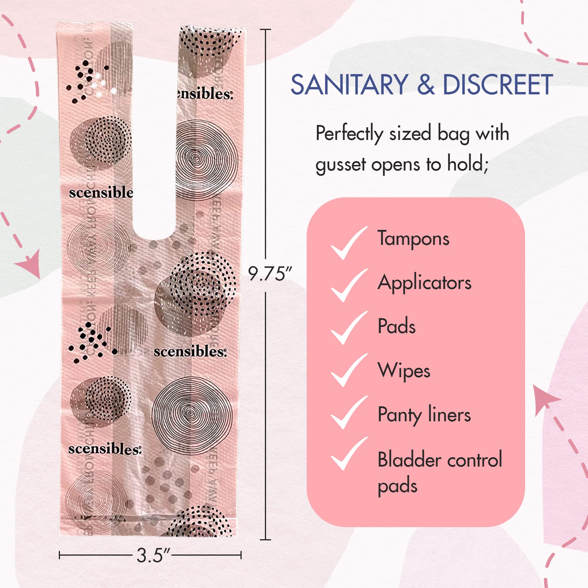 Scensibles Personal Care Disposal Bags (50 Count) - For Tampons, Pads, Liners, Condoms & More