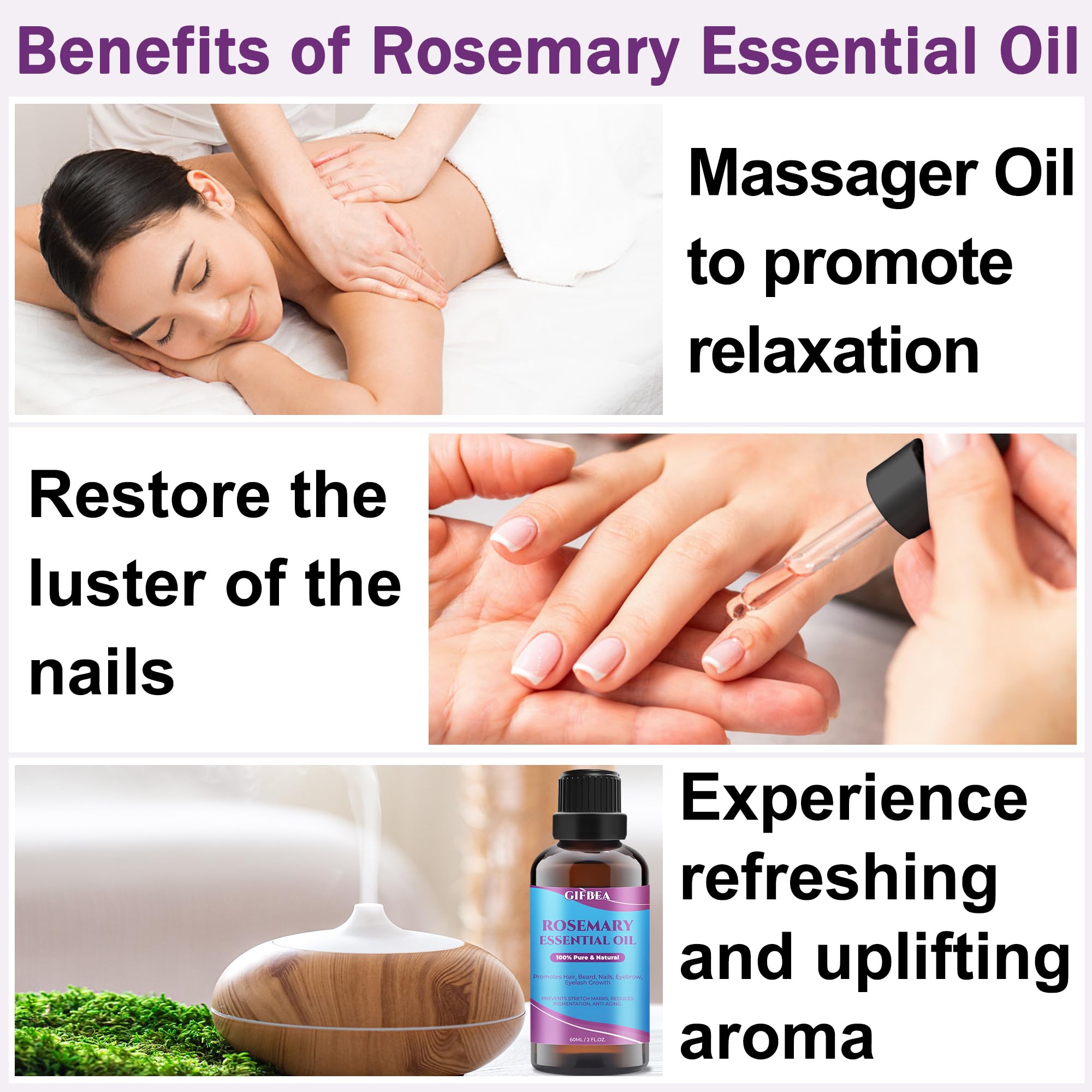 Rosemary Oil for Hair Growth,100% Pure Undiluted Light-Weight Non-Greasy Rosemary Essential Oil