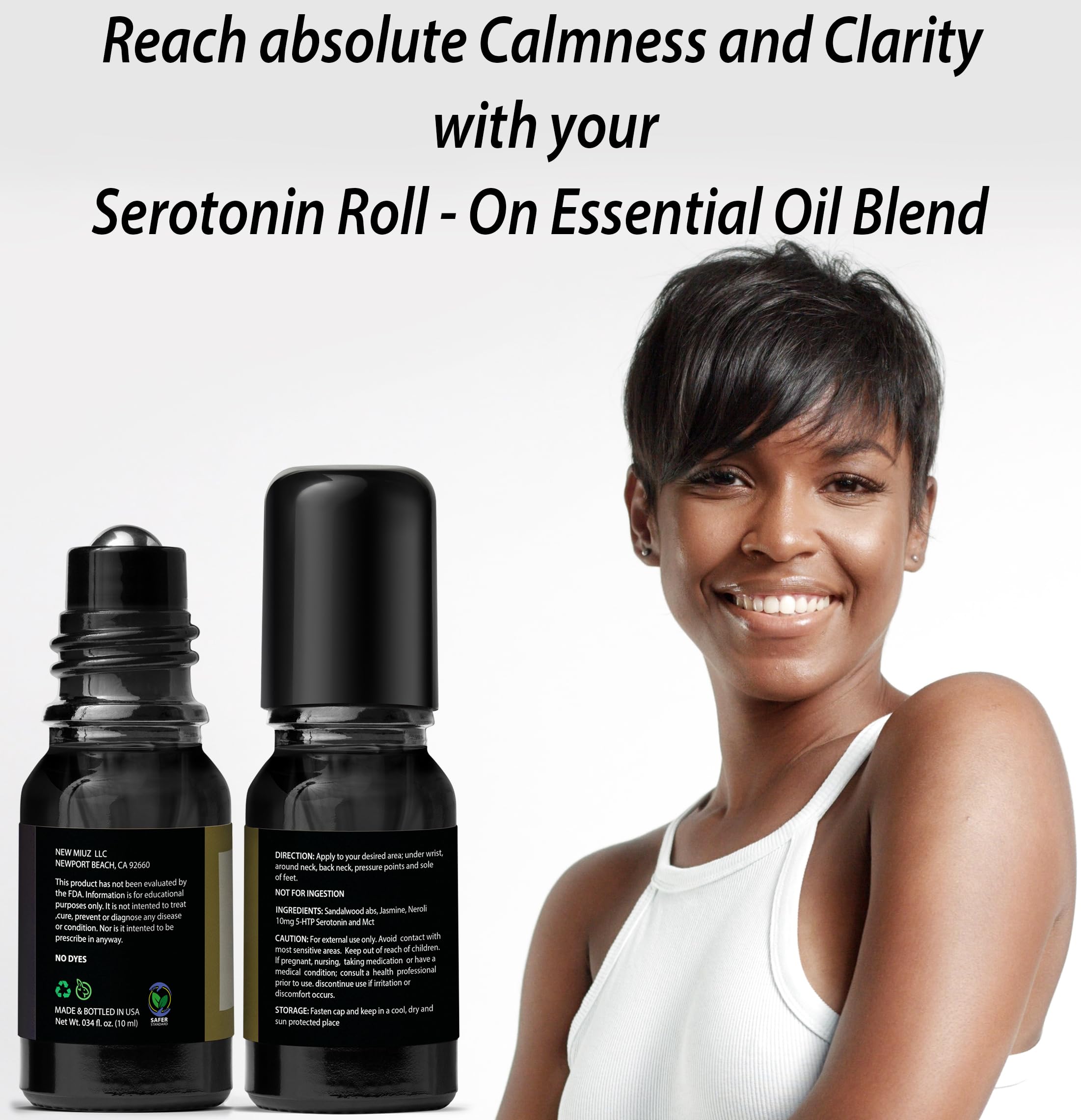 Calm Roll on Essential Oil Stress Relief Sandalwood Jasmine Destress Relaxation Calming Rolle