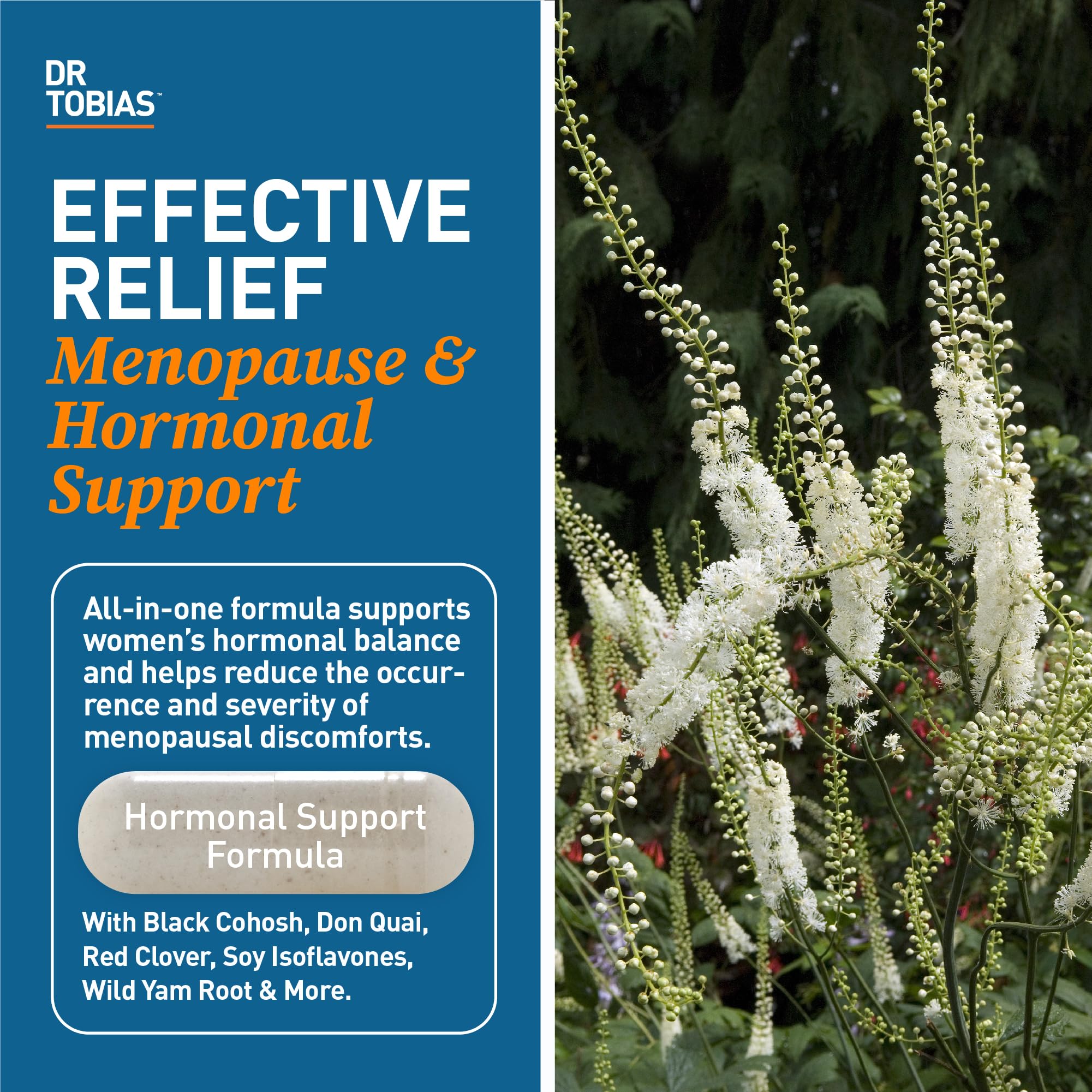 Dr. Tobias Menopause Relief Supplement with Black Cohosh, Soy Isoflavones, and Don Quai