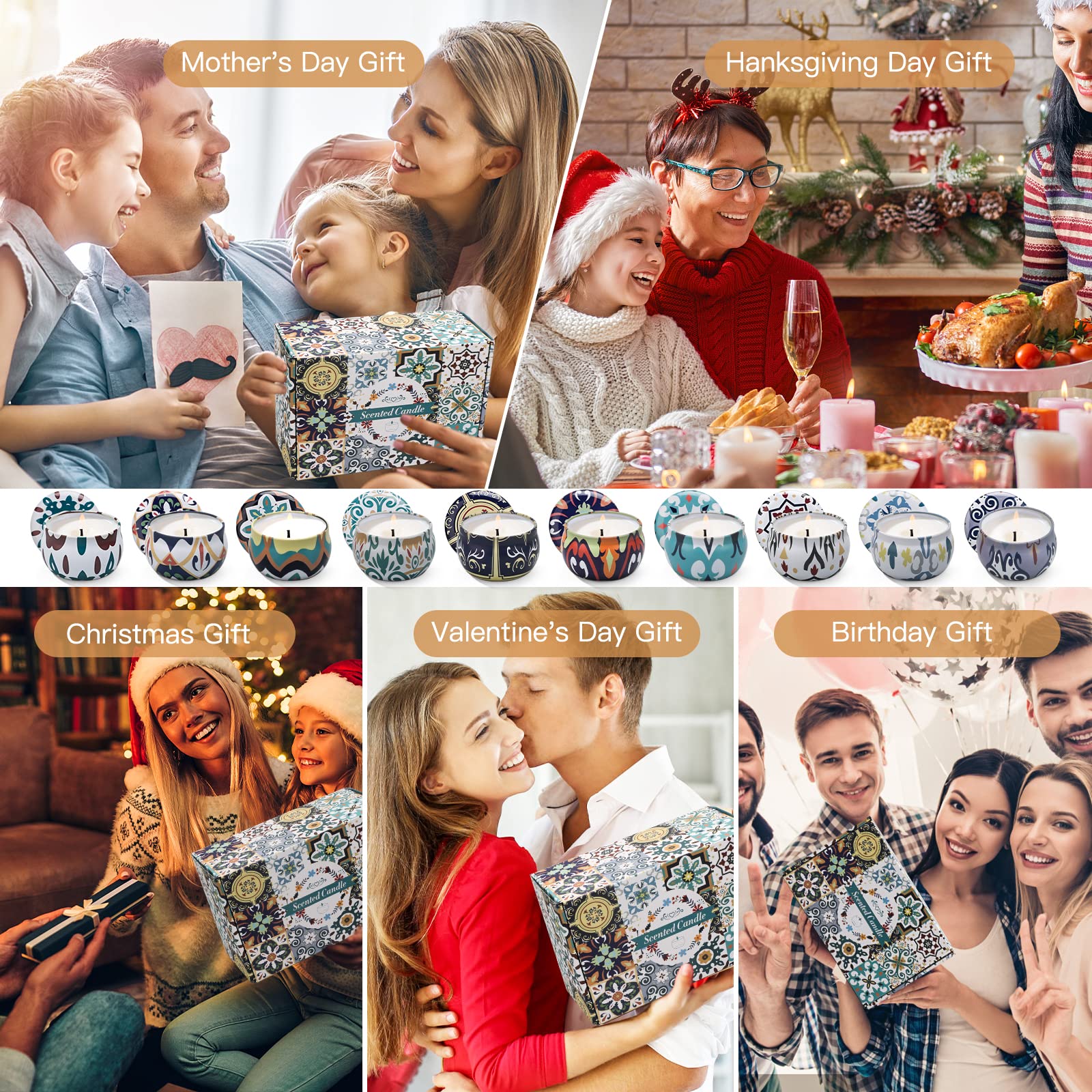 10 Pack Scented Candles Gifts, Aromatherapy Candles for Home Scented with 2 Coasters