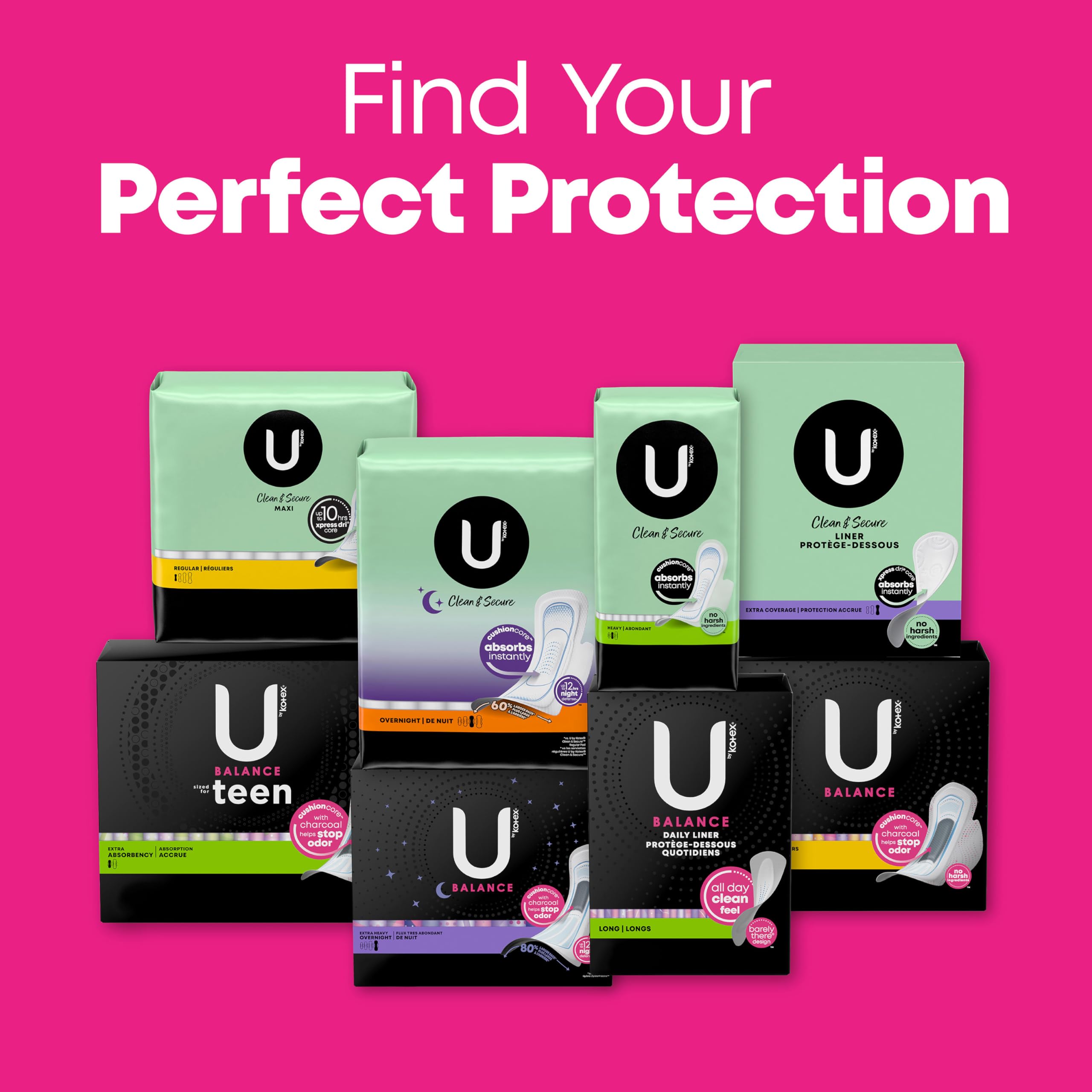 U by Kotex Balance Wrapped Panty Liners, Regular Length, 80 Count (Packaging May Vary)