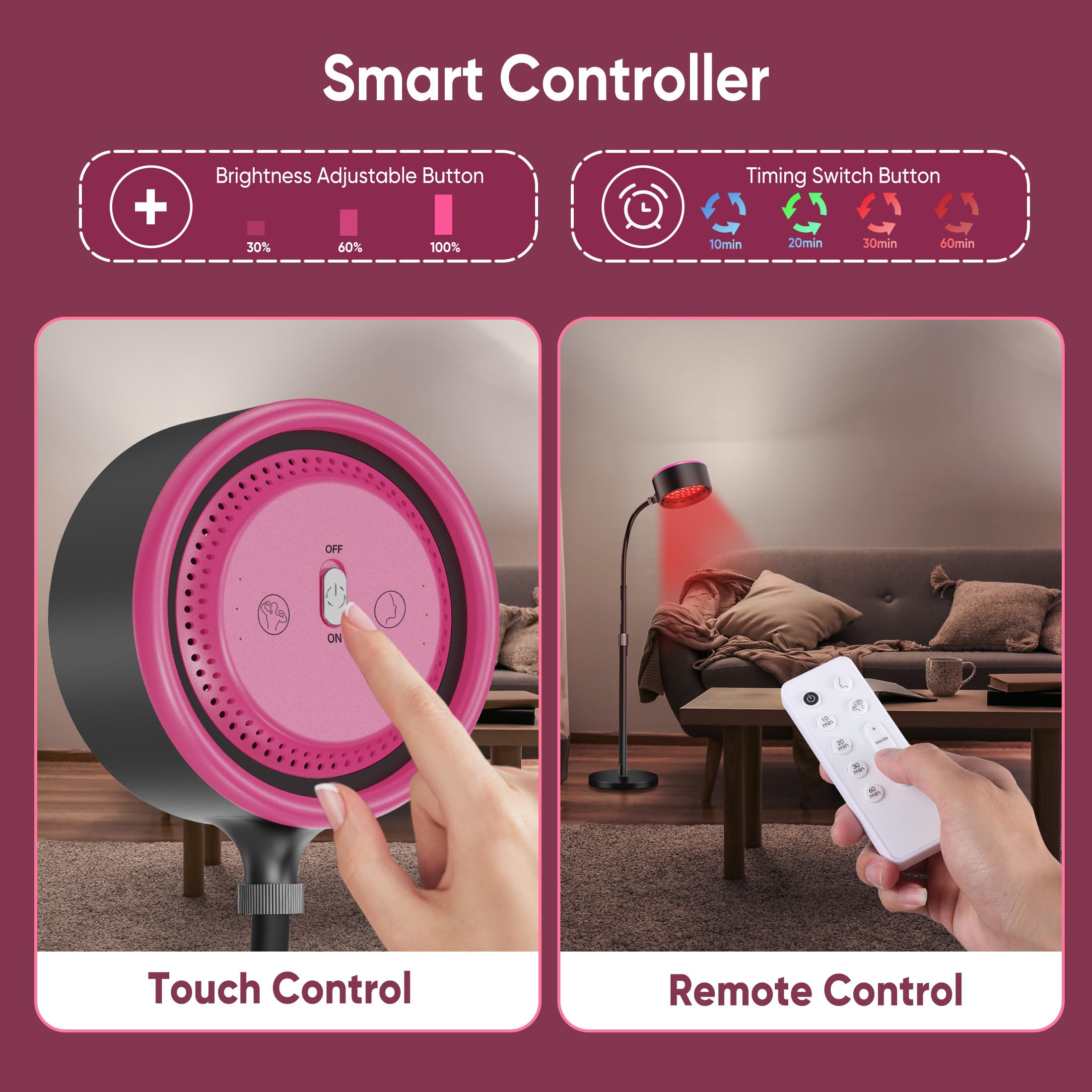 Caromolly Red Light Device Lamp, 660nm Red Light and 850nm Near-Infrared Light Combo