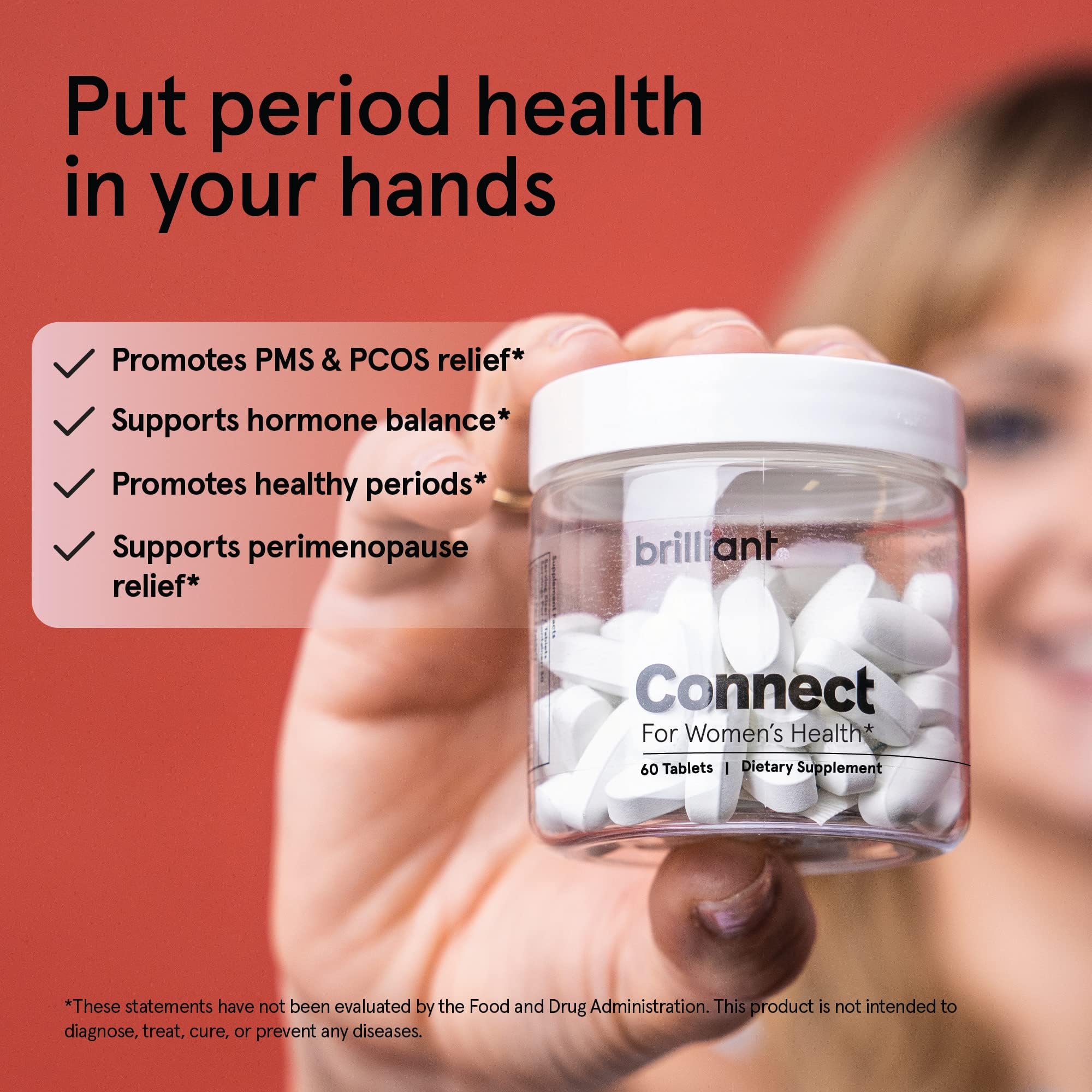 Brilliant Connect Period Health Supplement – Promotes Relief from Cramps, Fatigue