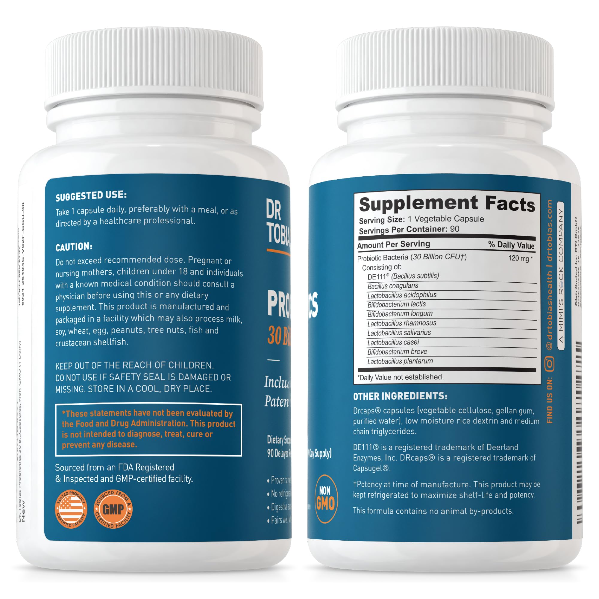 Dr. Tobias Probiotics 30 Billion, 10 Strains, 30 Billion CFU's, Targeted Release Probiotics