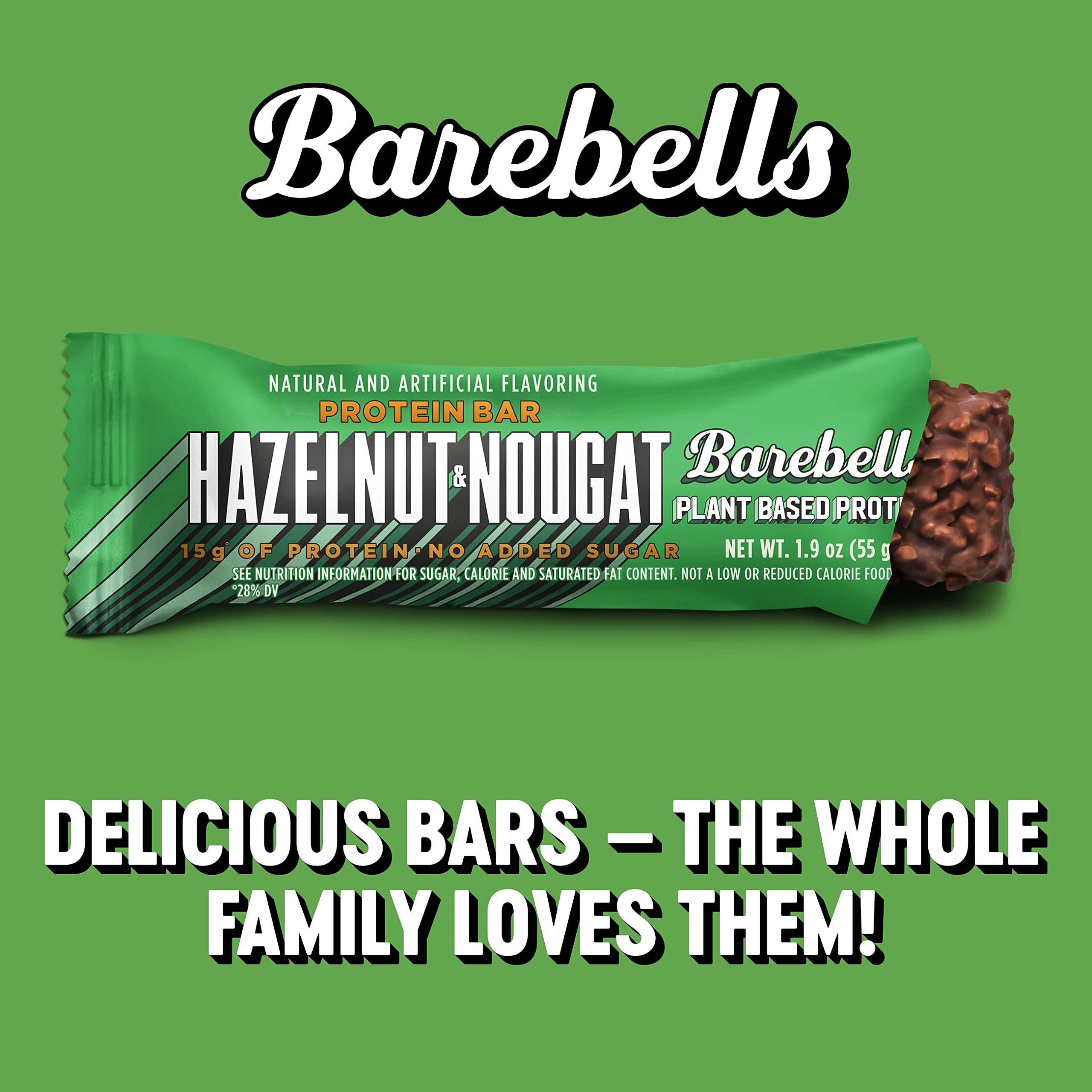 Barebells Vegan Protein Bars Hazelnut & Nougat - 12 Count, 1.9oz Bars - Features Plant