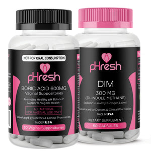 pHresh Boric Acid Suppositories and DIM Supplement
