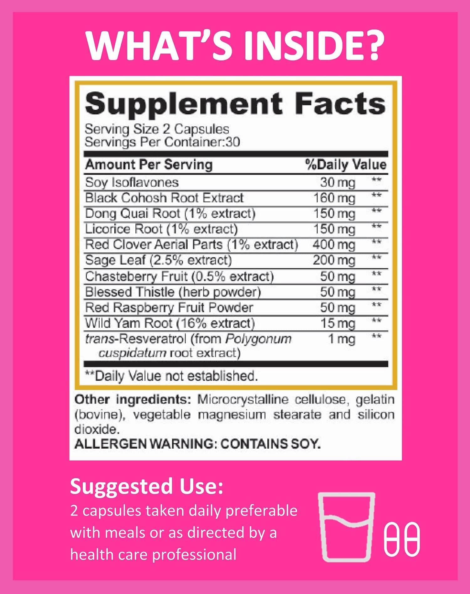 Potent Garden Menopause Relief Supplement with Black Cohosh, Soy Isoflavones, and Don Quai