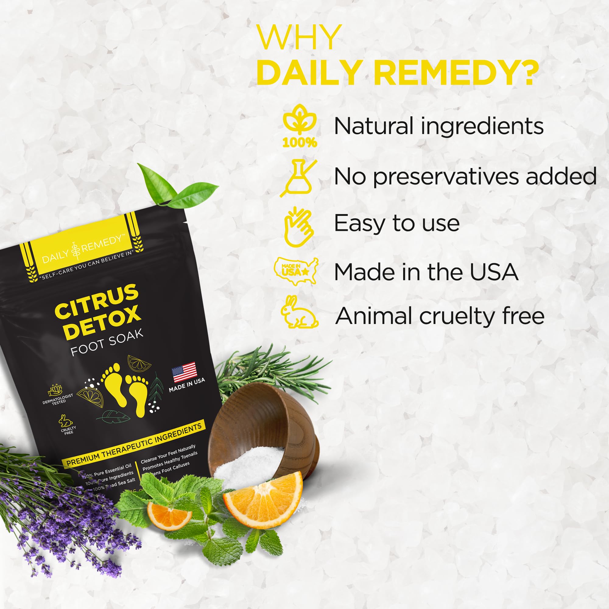 Citrus Detox Foot Soak with Epsom Salt - for Foot Callus, Immune Boost, Damaged Toenail