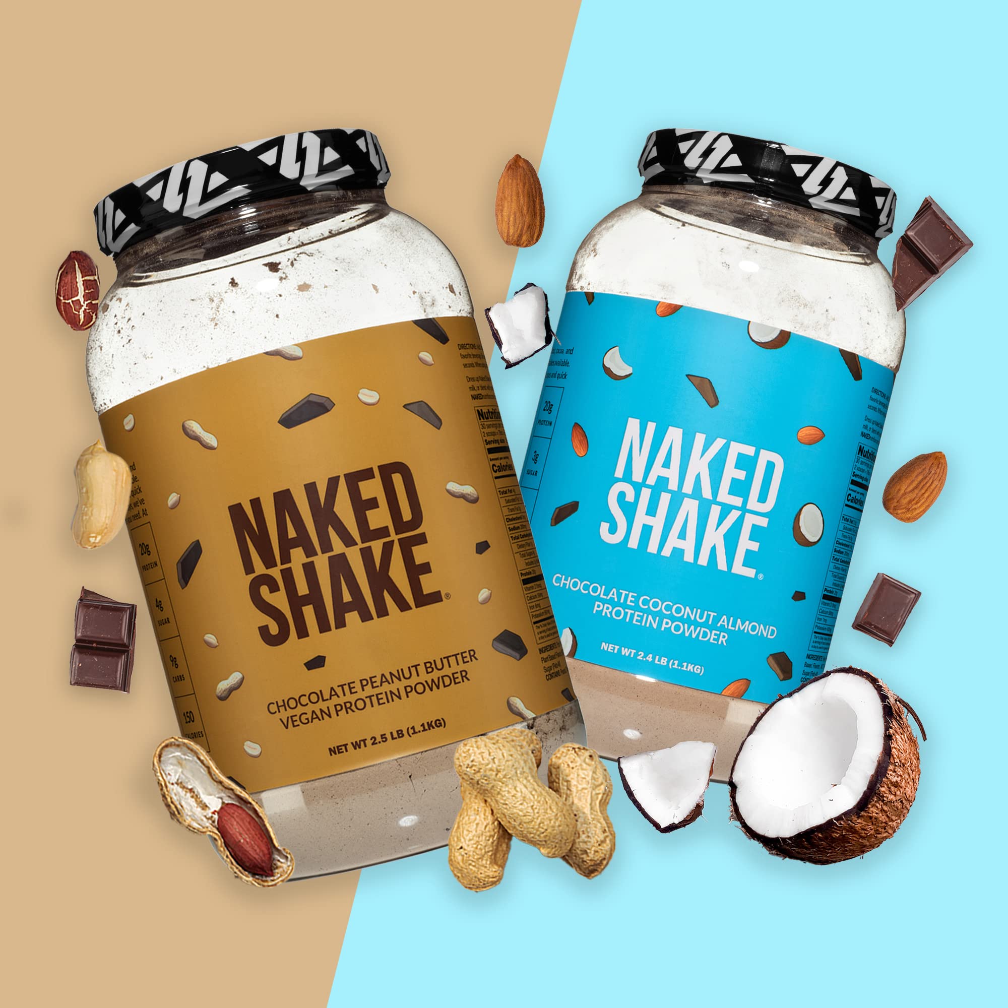 Naked Shake - Chocolate Peanut Butter Protein Powder - Vegan Protein Powder from US