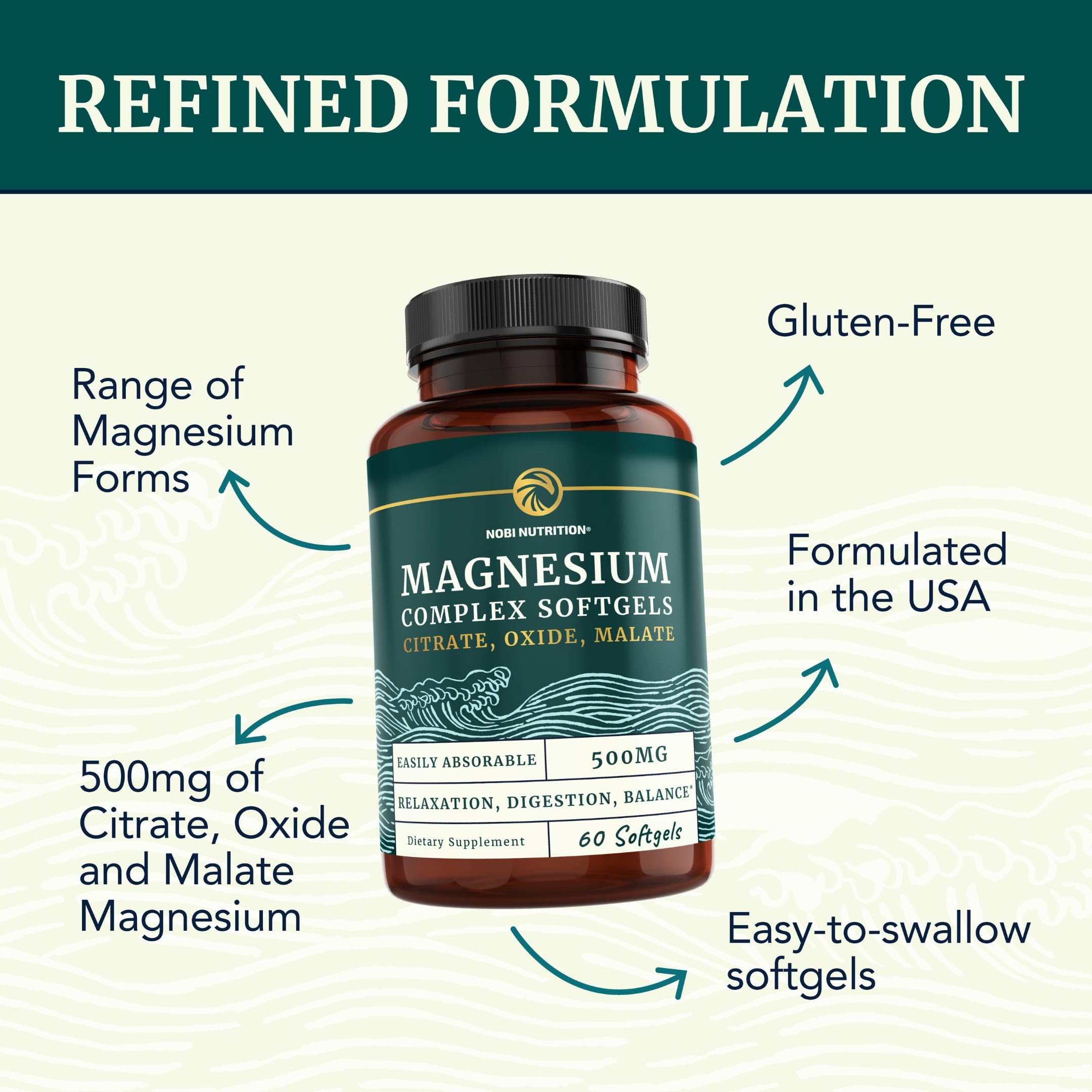 Triple Magnesium Softgels | Citrate, Malate, & Oxide | Highly Absorbable Magnesium