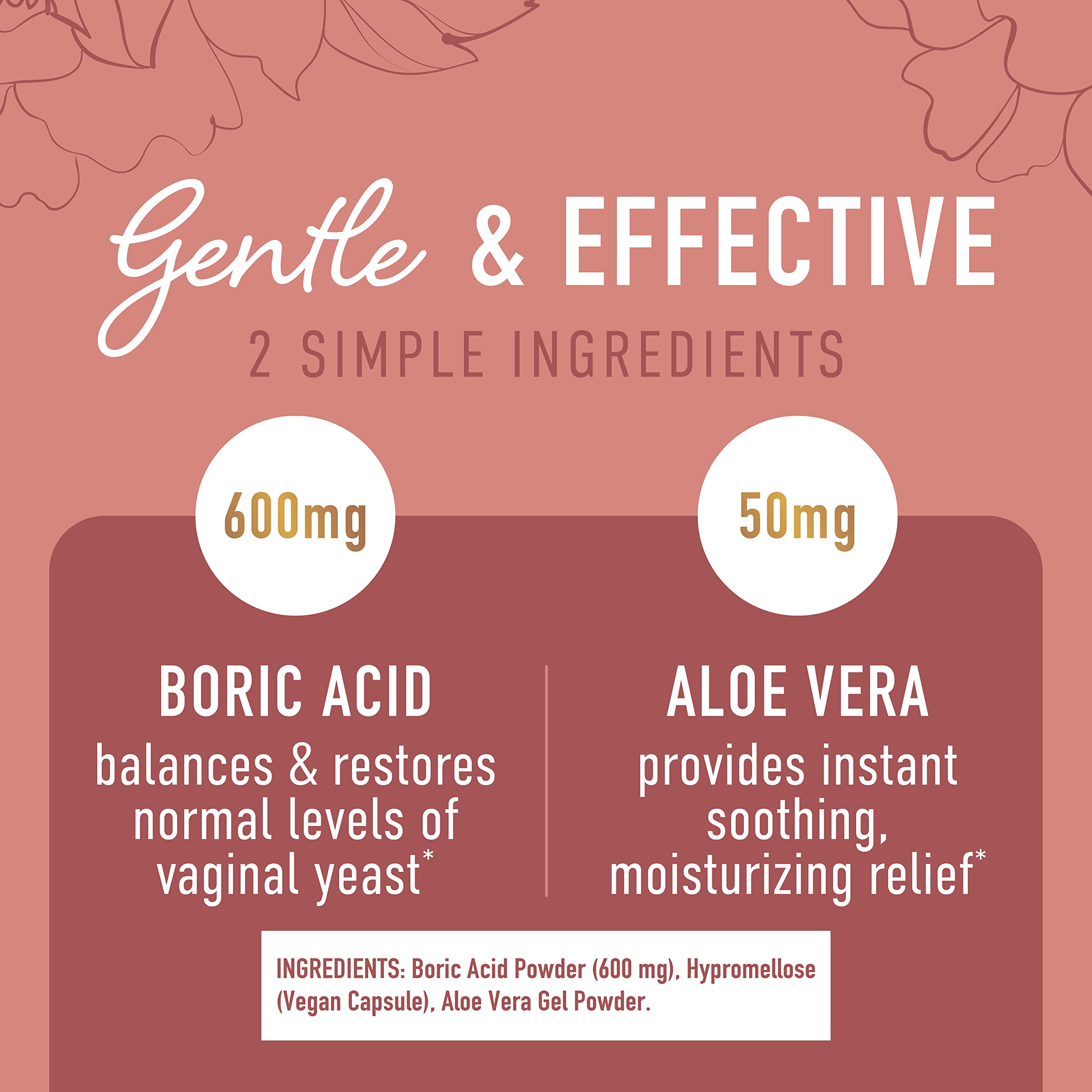 Boric Acid Suppositories for Women | 600mg | for pH Balance, Vaginal Odor & Itching | Feminine Intimate Health