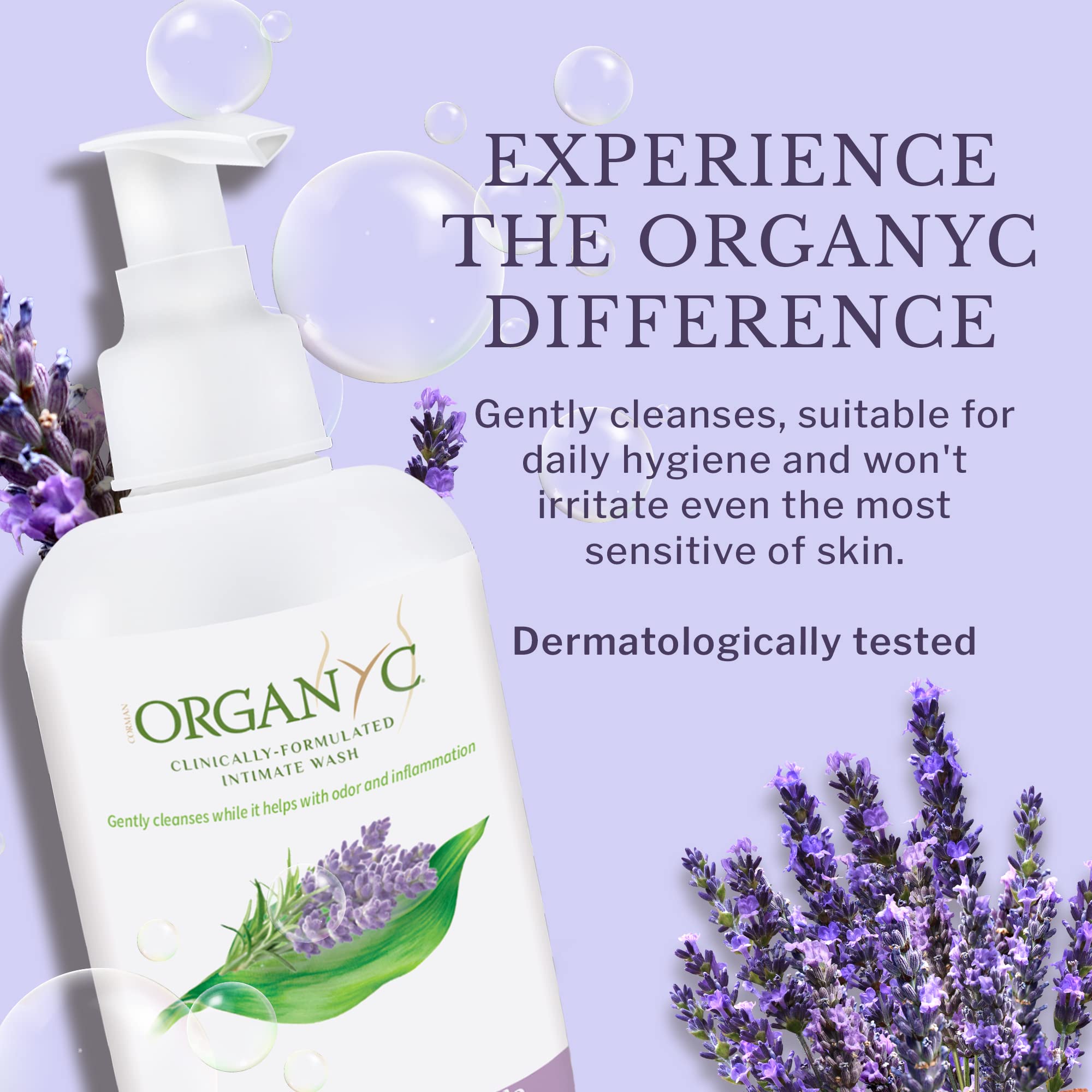 Organic Intimate Wash with Lavender Essential Oils & Flower Extracts, Gentle Cleansing Feminine