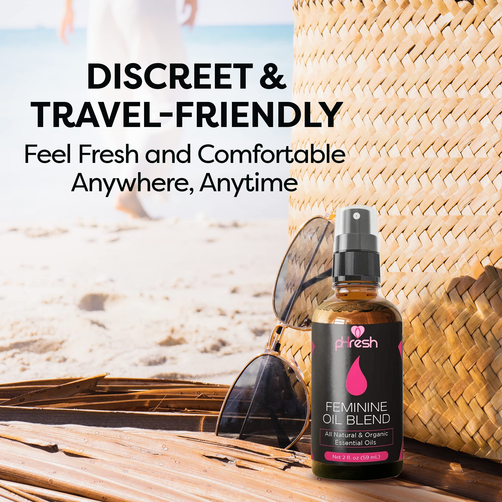 pHresh Feminine Spray - 100% All Natural Yoni Oil for Women - with Tea Tree, Lemongrass, Orange Essential Oils