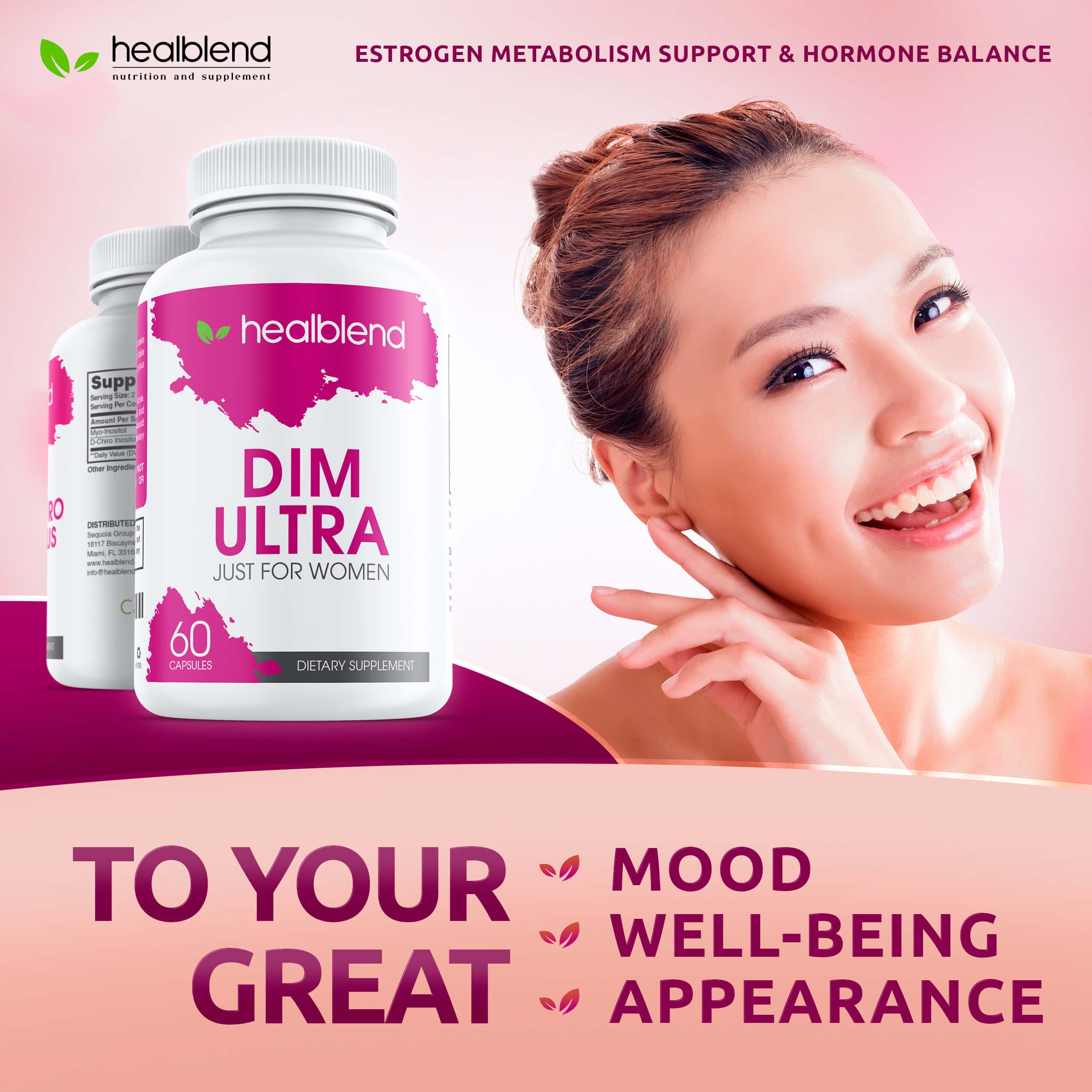 healblend DIM Ultra Dietary Supplement 350mg with Bioperine, Diindolylmethane