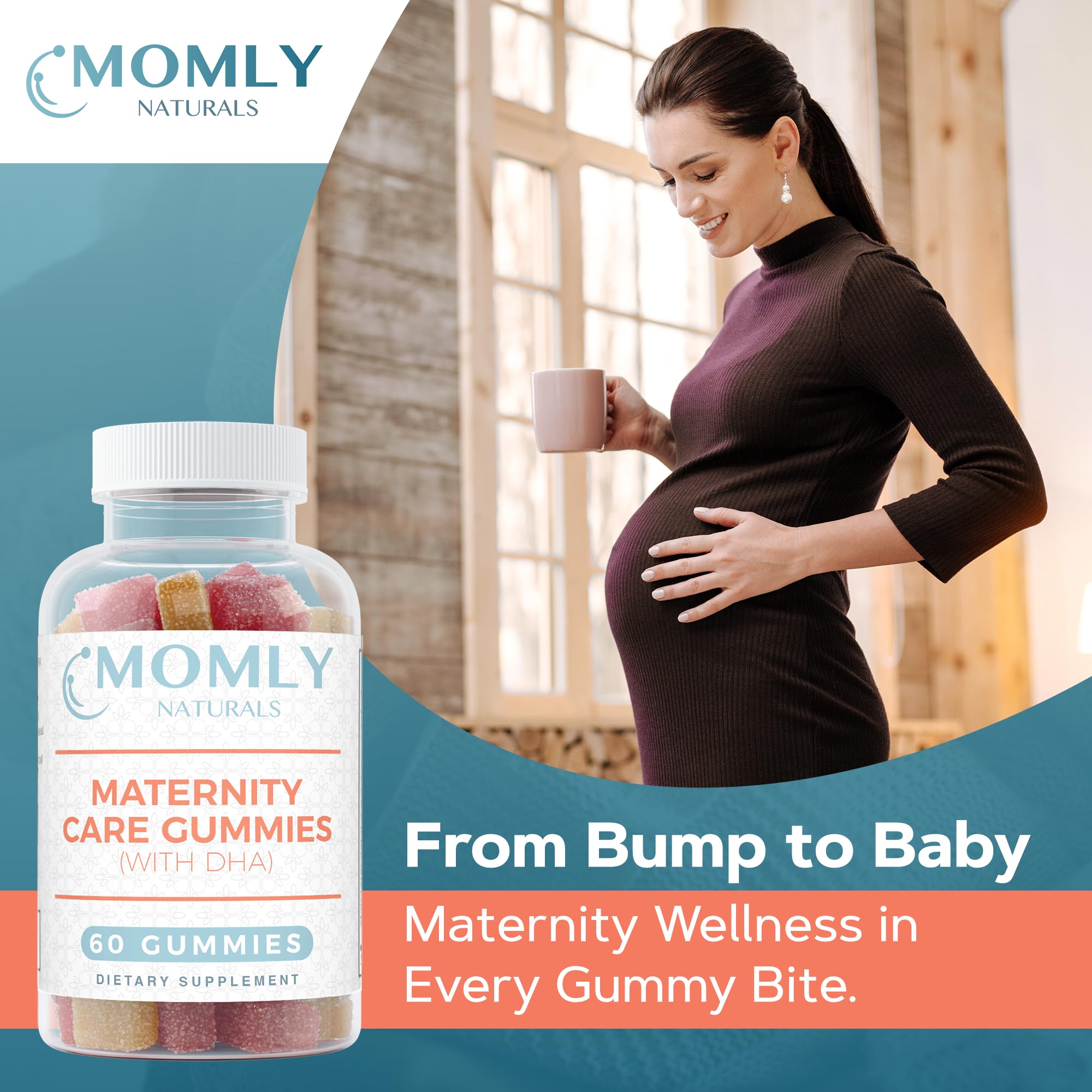 Momly Naturals Maternity Care Gummies Prenatal Vitamins - Prenatal Gummies w/DHA, Vitamin D3