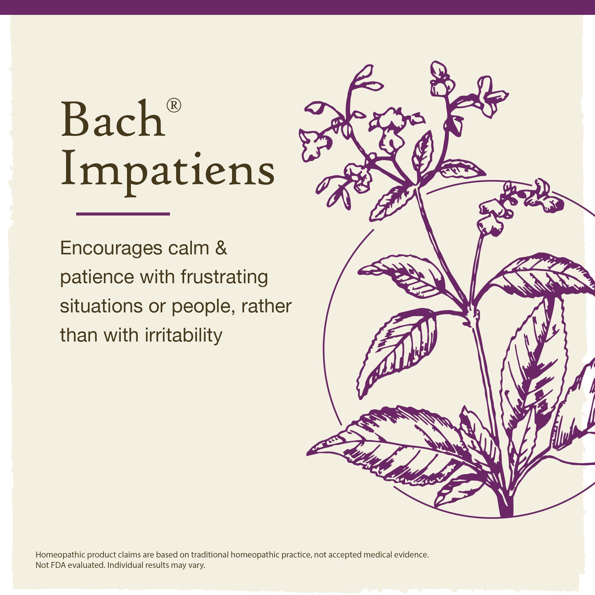 Bach Original Flower Remedies, Impatiens for Patience (Non-Alcohol Formula), Natural Homeopathic
