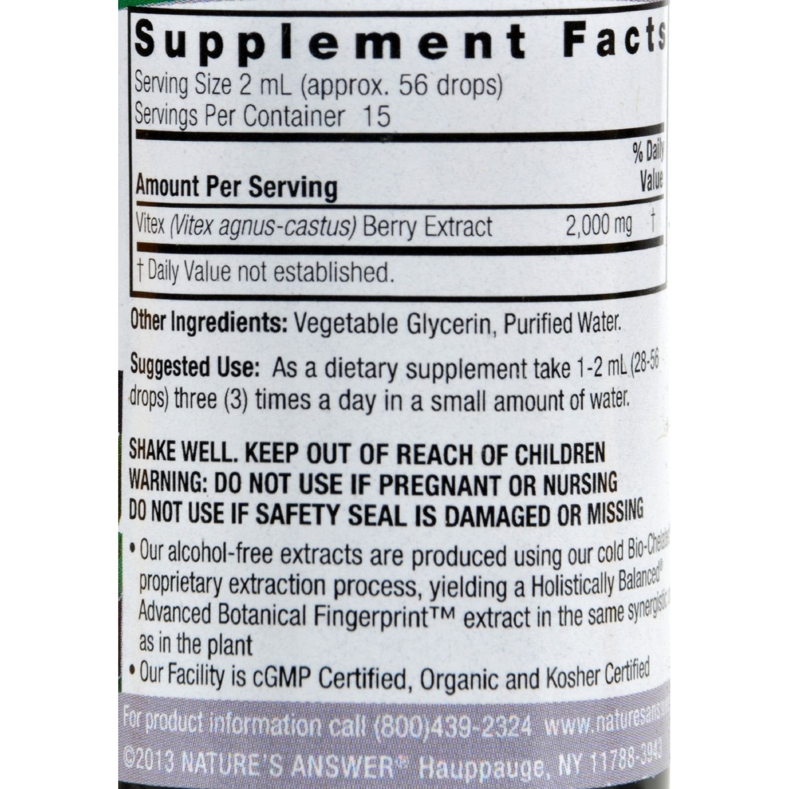 Nature's Answer Vitex Berry Alcohol Free 1 Ounce ( 2 Pack ) | Support Female Hormonal Balance