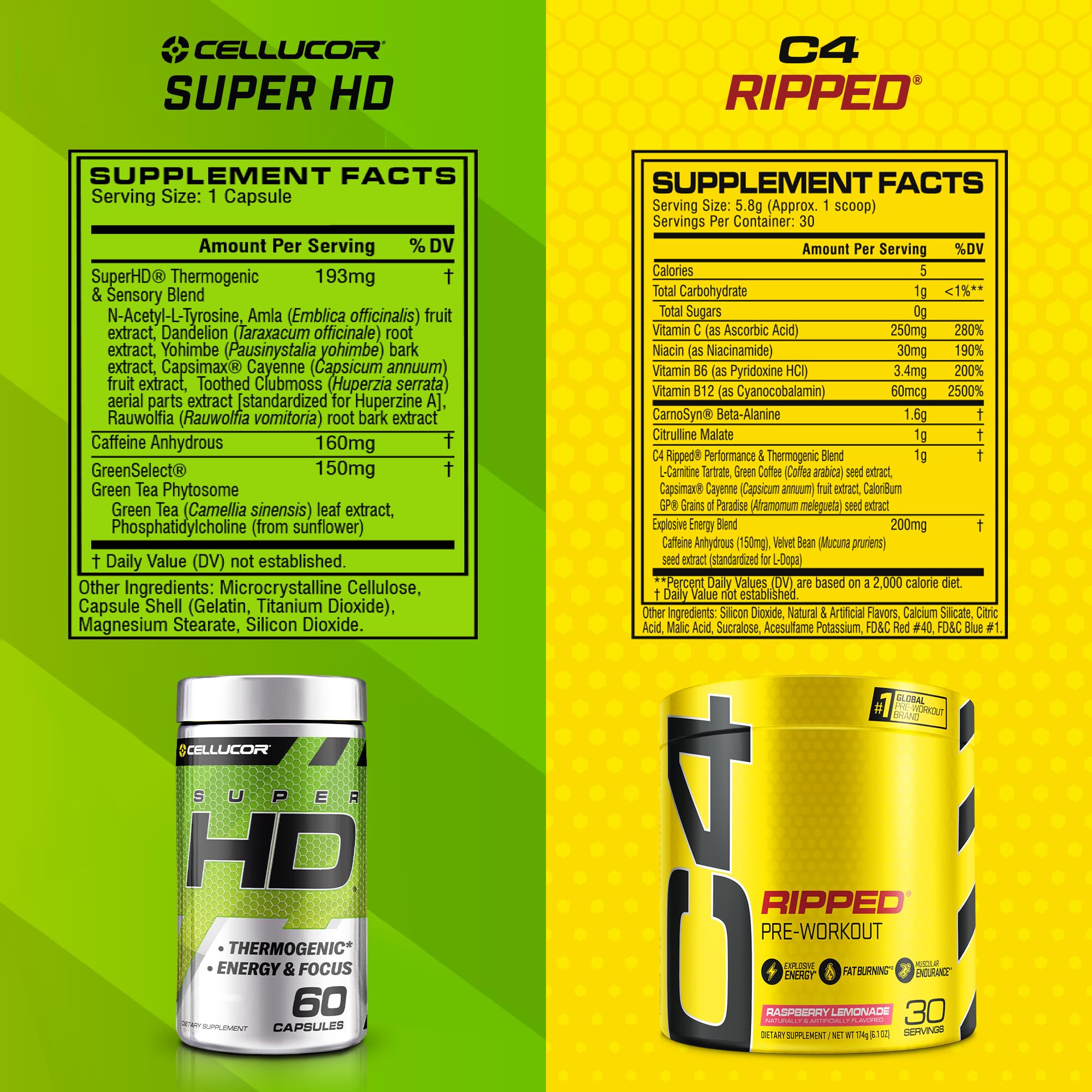 C4 Ripped & SuperHD, The Thermogenic Bundle, C4 Ripped Pre Workout Powder