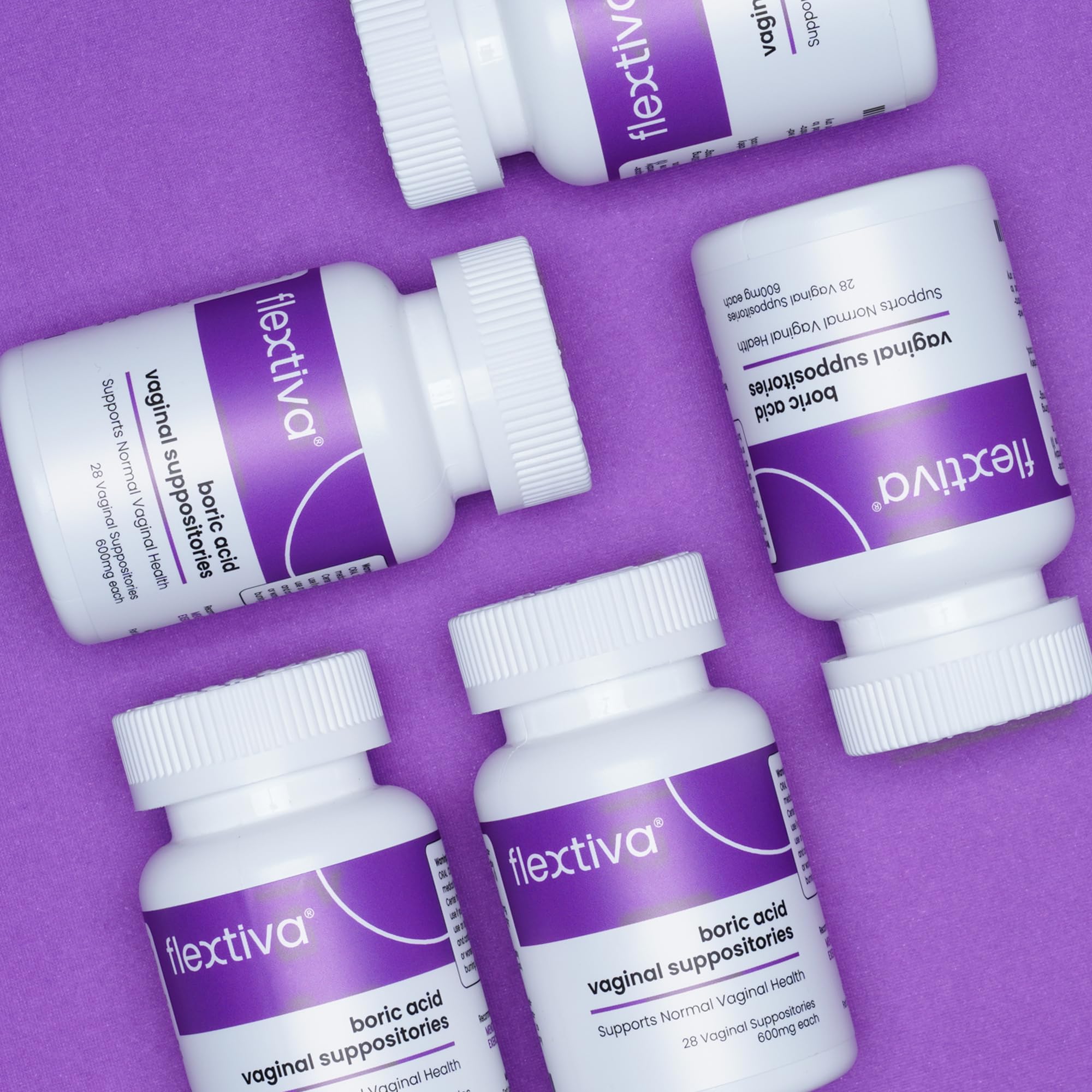 Flextiva Boric Acid Vaginal Suppositories - Boric Acid Pills for Women - Vaginal Health pH Balance for Women