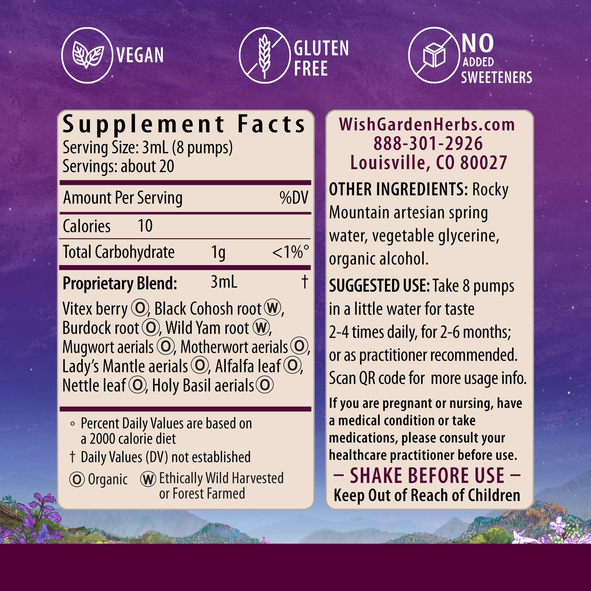 WishGarden Herbs Cycle Changes Herbal Menopause Support - Plant-Based Supplement w/Black Cohosh