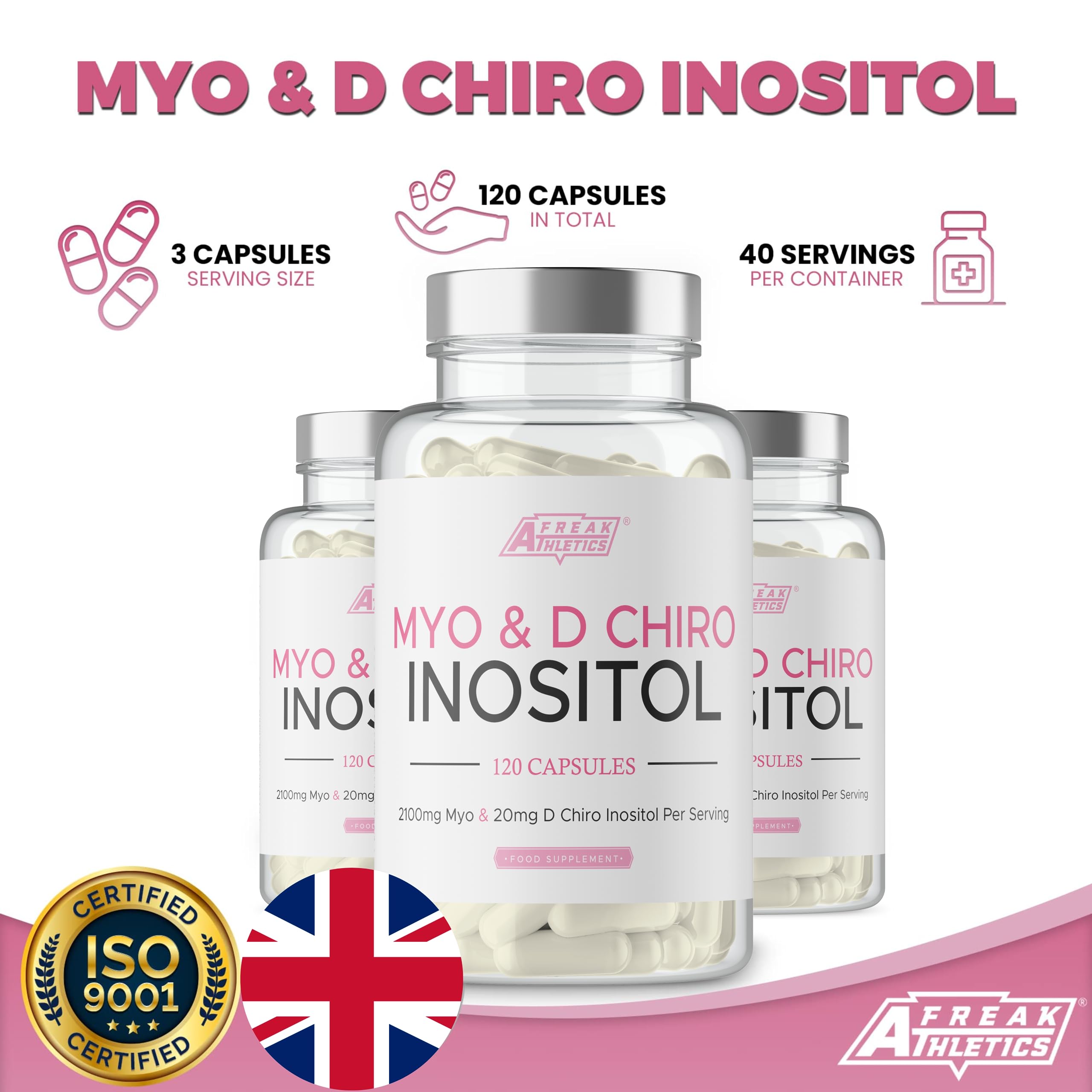 Myo-Inositol & D Chiro Inositol - Supports Women with PCOS -120 Capsules - Promotes