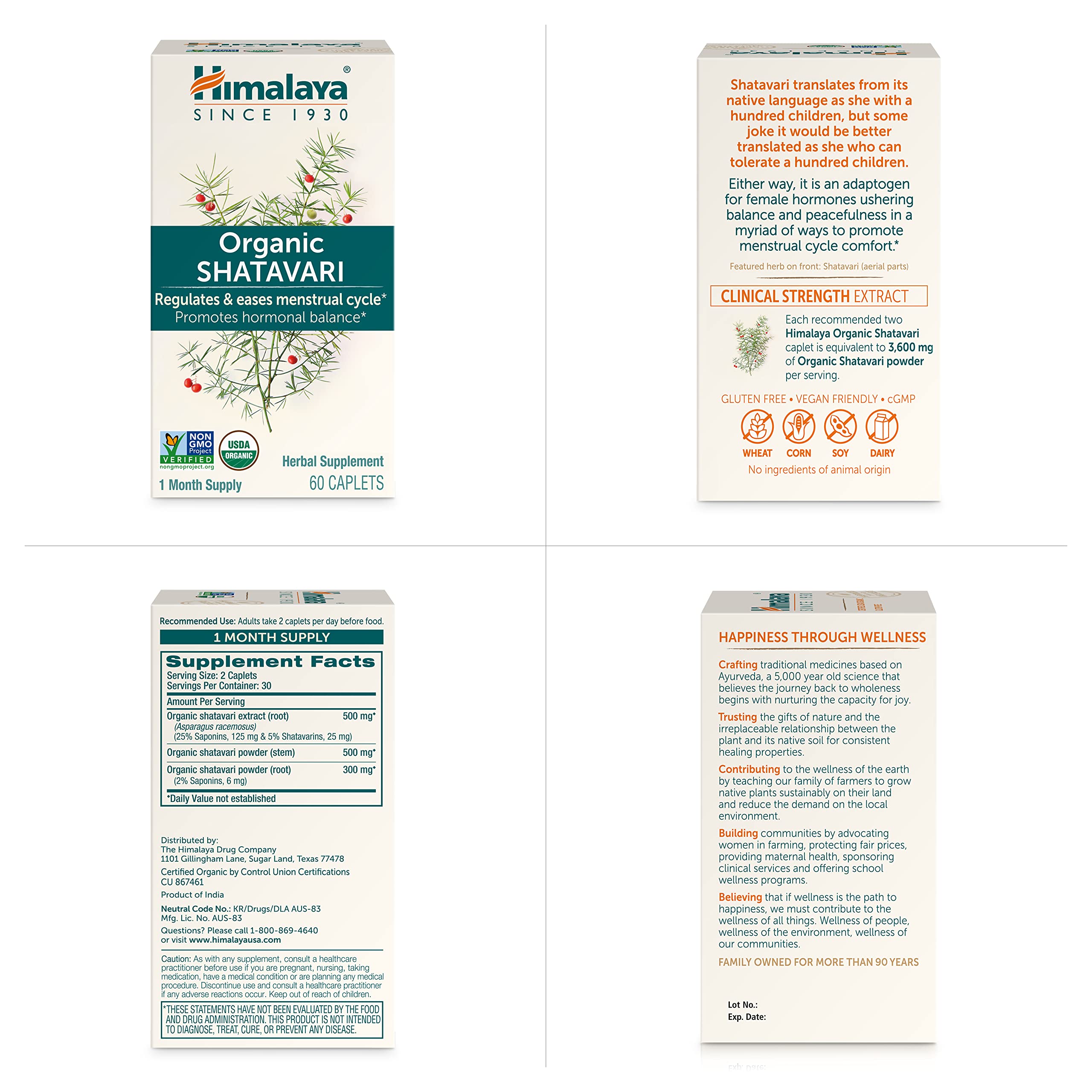 Himalaya Organic Shatavari for PMS, Menstrual Cramp Relief, Menopause Support, and Women's Health