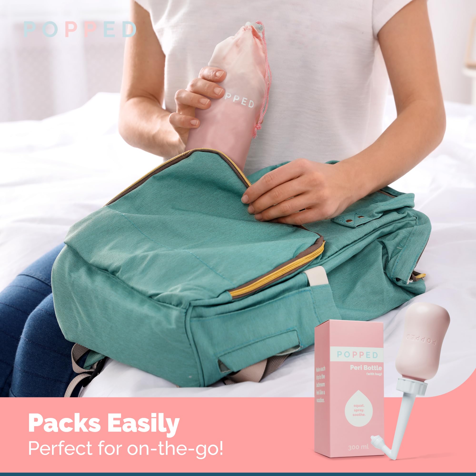 Popped Peri Bottle for Postpartum Care | Portable Bidet | Spray Bottle for Pain Relief, Tears