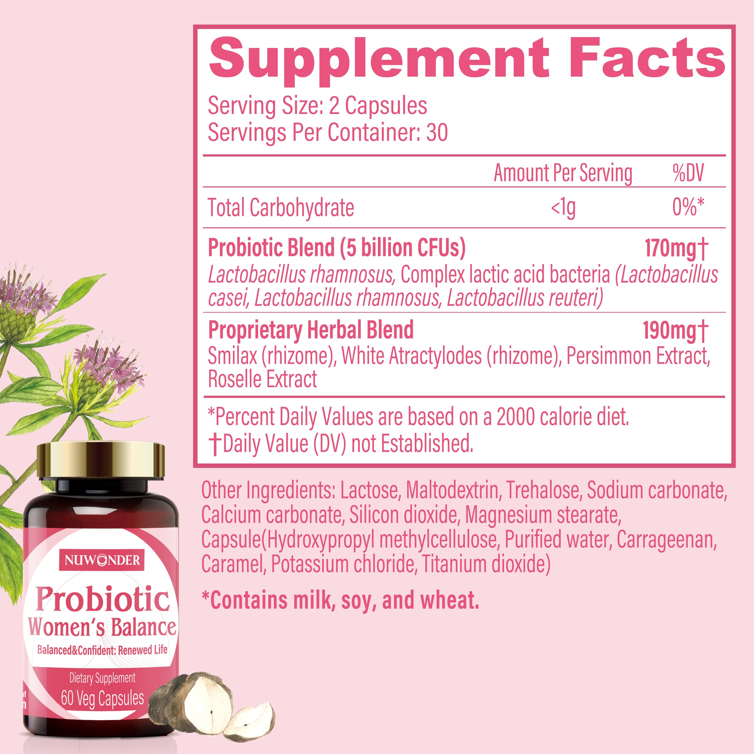 NUWONDER Women's probiotic - Natural Vaginal Support Supplement, Balanced & Confident
