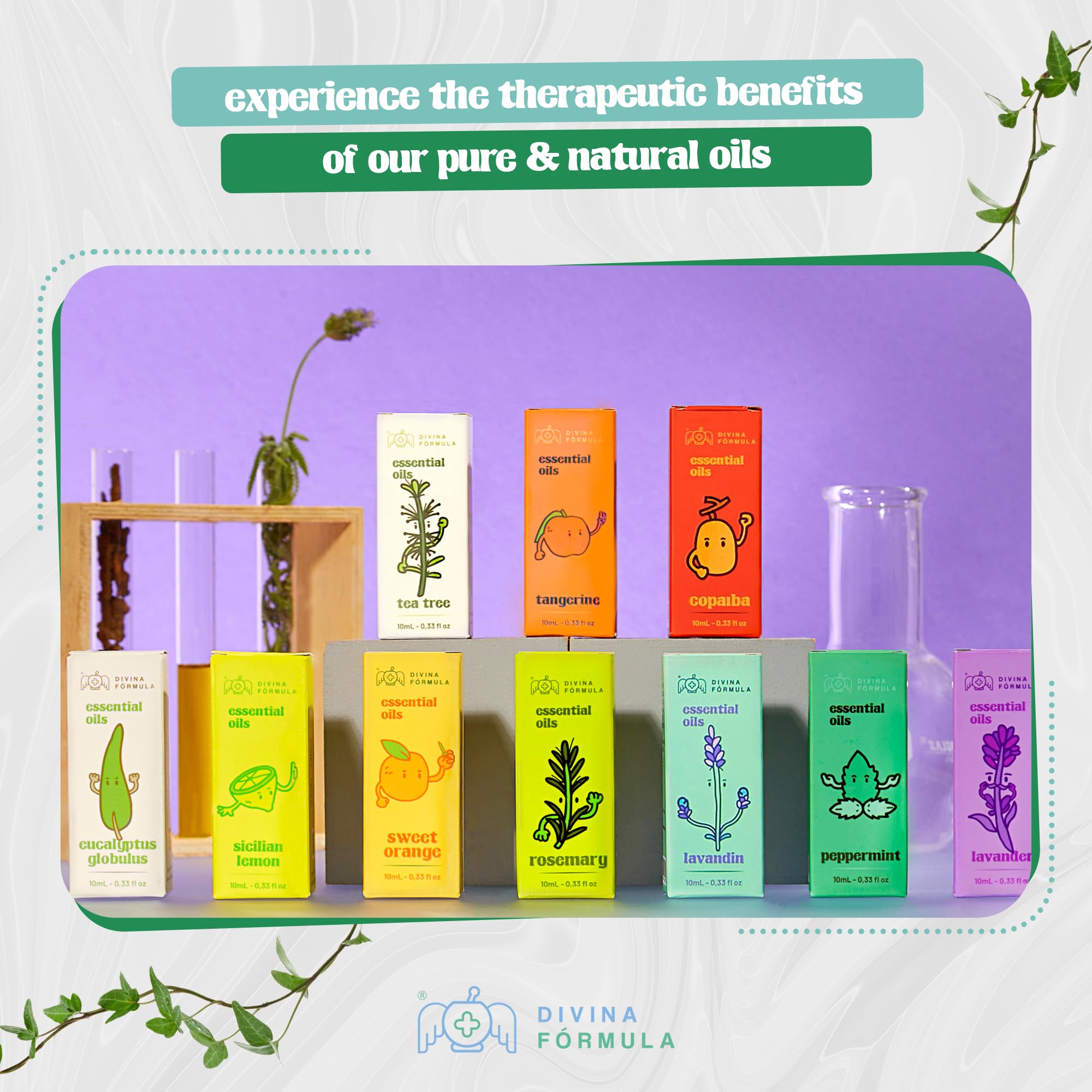 Divina Fórmula - 100% Pure Peppermint Essential Oil - Aromatherapy Oils, Essential Oils - Oil for Massage