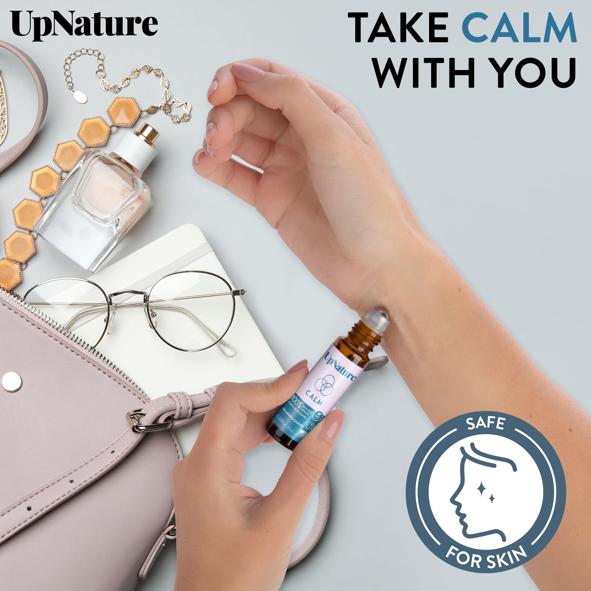 UpNature Calm Essential Oil Roll On Blend – Stress Relief & Relaxation Gifts for Women – Calming