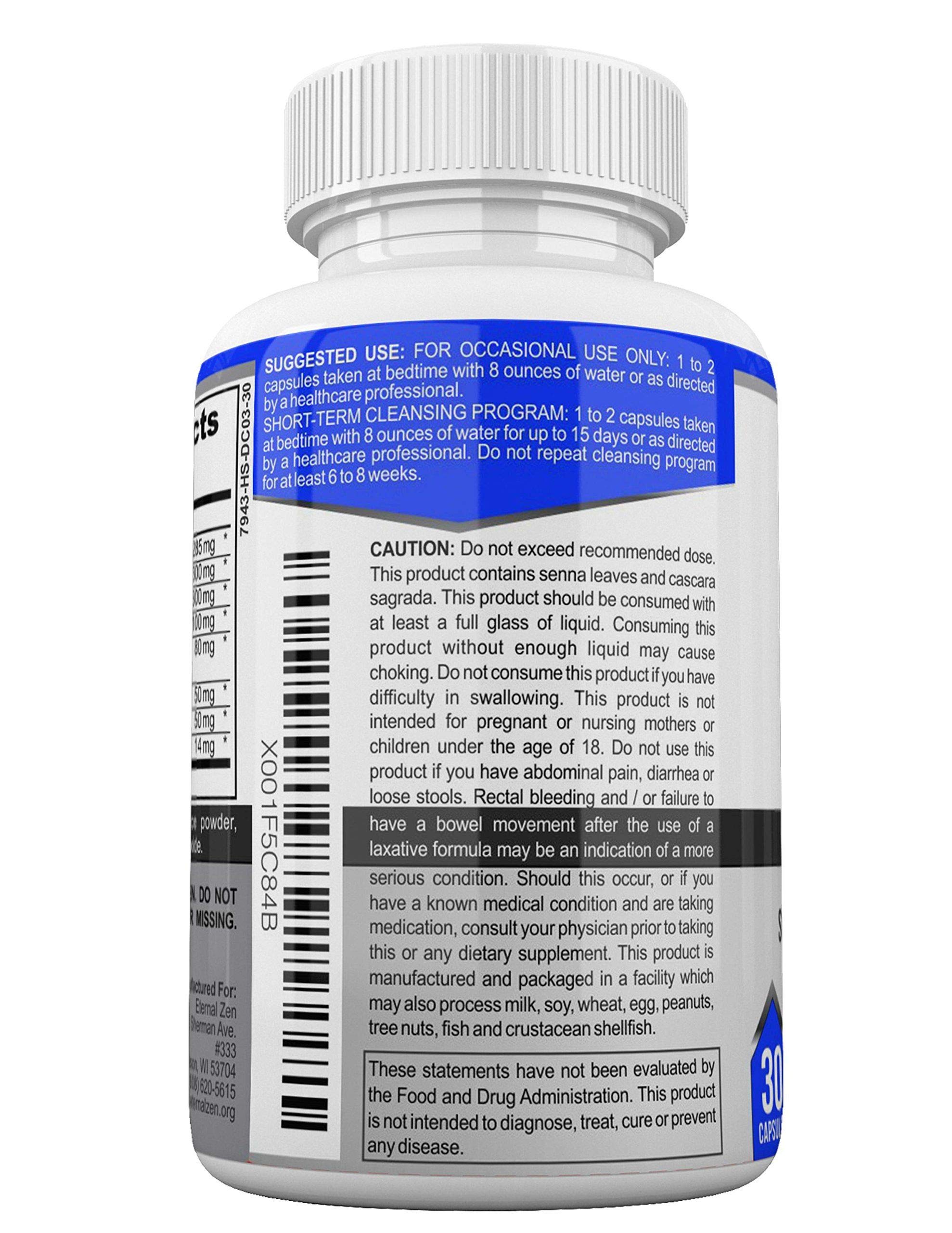 Eternal Zen 15 Day Colon Cleanser Detox with Extra Strength Herbs, Senna is a Fast Acting