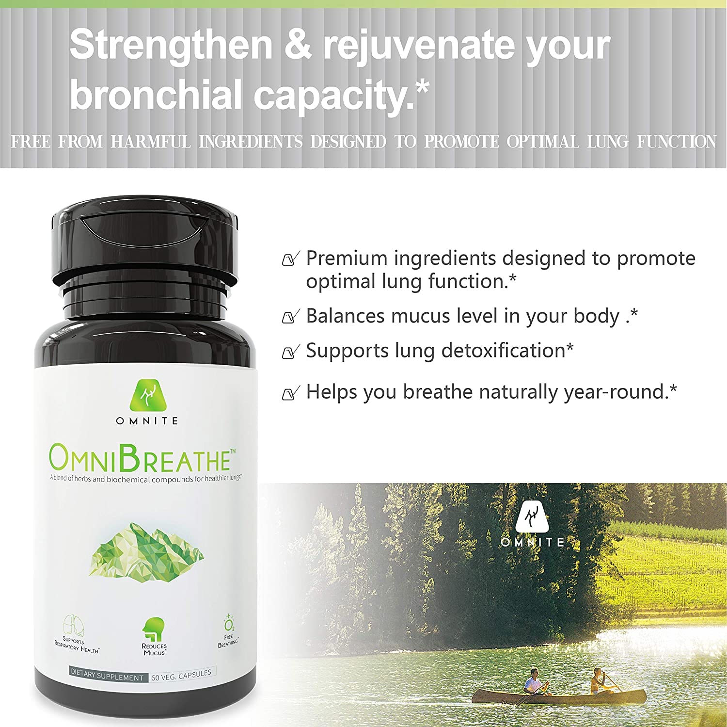 OmniBreathe for Lung Cleanse Detox Respiratory Wellness - Help Reduce Mucus & Cough for All Kinds