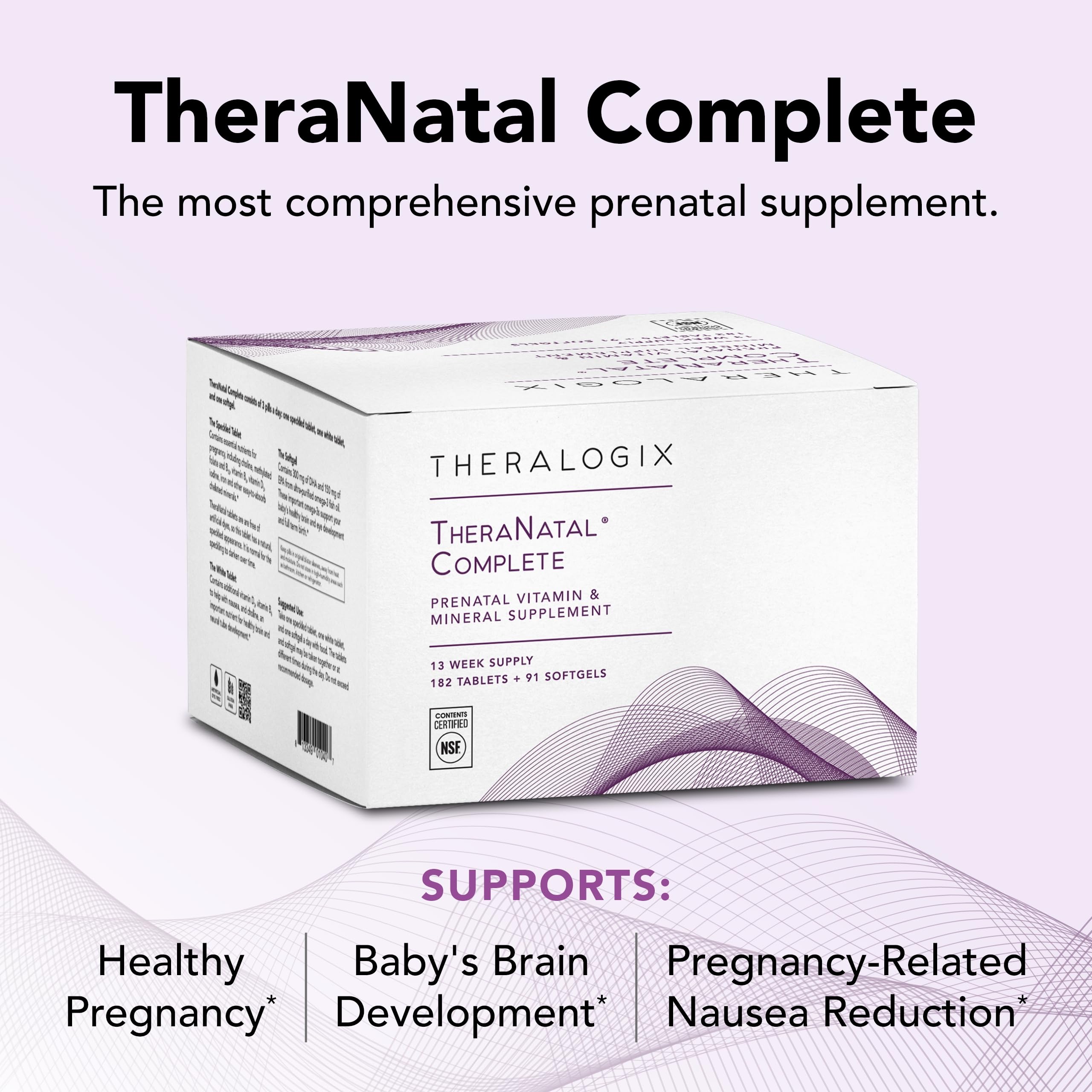 Theralogix TheraNatal Complete Prenatal Vitamin Supplement - 91-Day Supply - with DHA