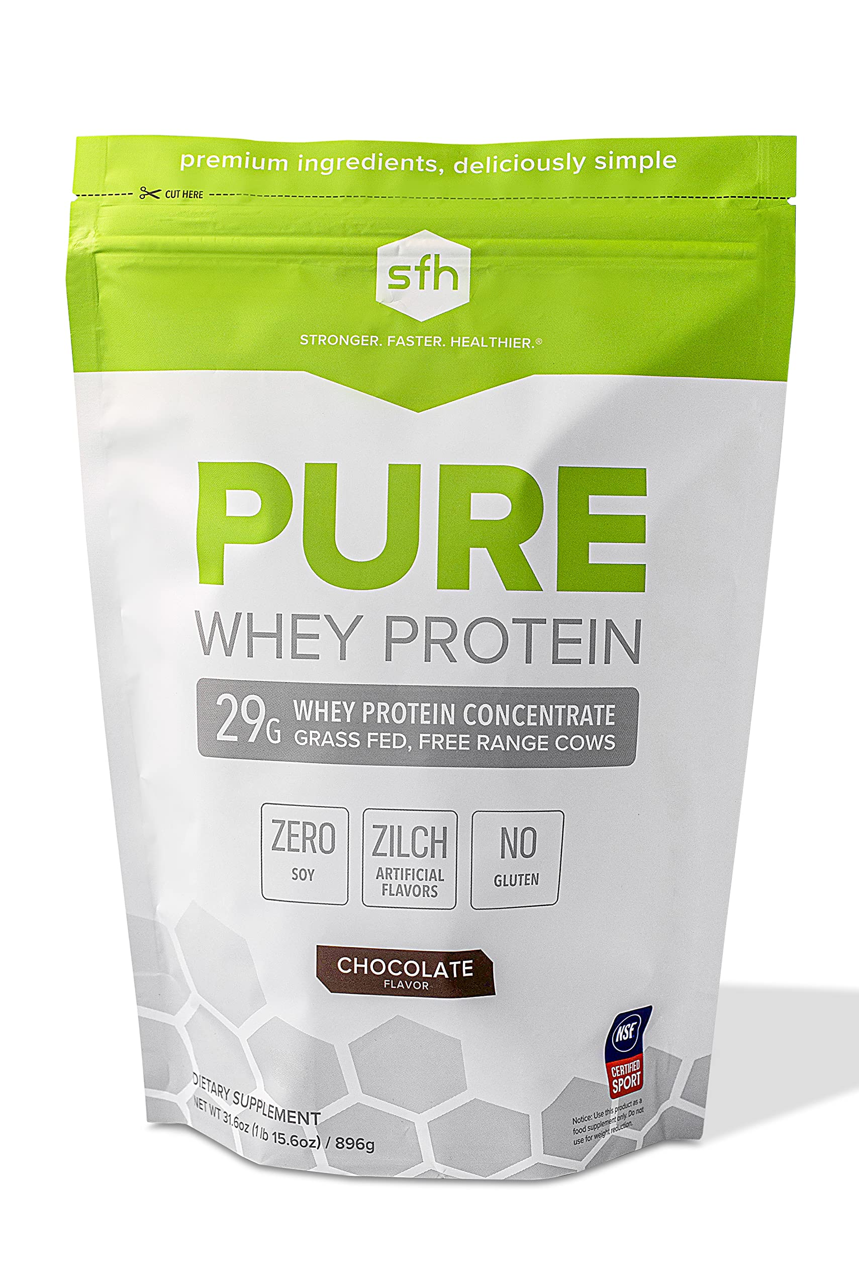 SFH Pure Whey Protein Powder (Chocolate) Best Tasting 100% Grass Fed Whey 