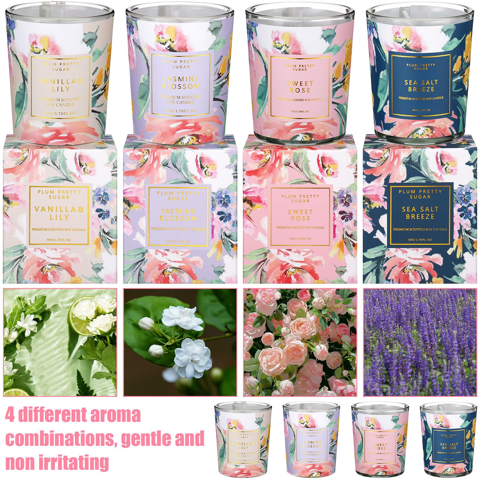 MTLEE 24 Pcs Candles for Home Scented Candle Gifts for Women Bulk 8 Long Lasting Aromatherapy Jar